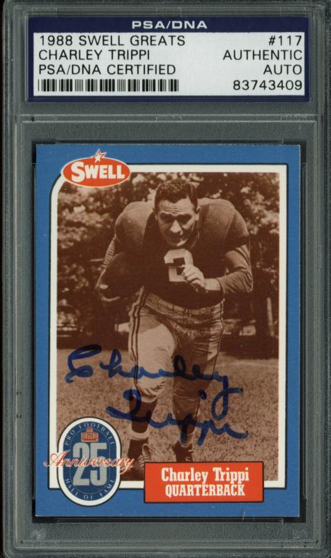 Cardinals Charley Trippi Signed Card 1988 Swell Greats #117 PSA/DNA Slabbed