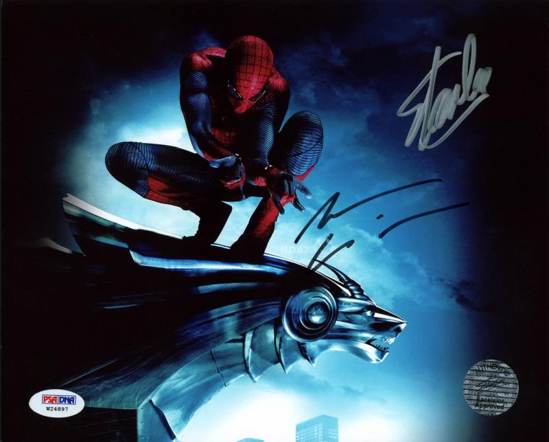Stan Lee & Andrew Garfield Spider-Man Signed Authentic 8X10 Photo PSA #W24897