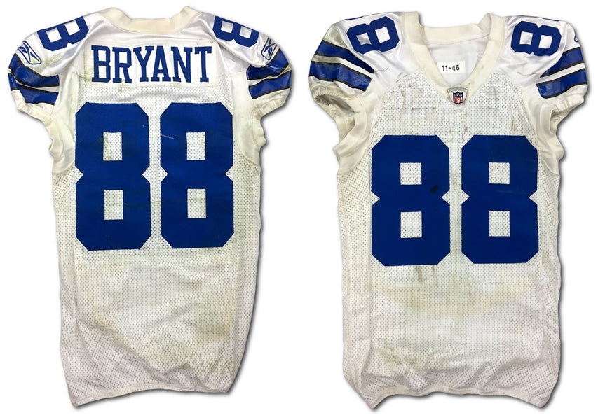 Cowboys Dez Bryant Game Worn White Reebok Road Jersey 12 4 2011 Photo