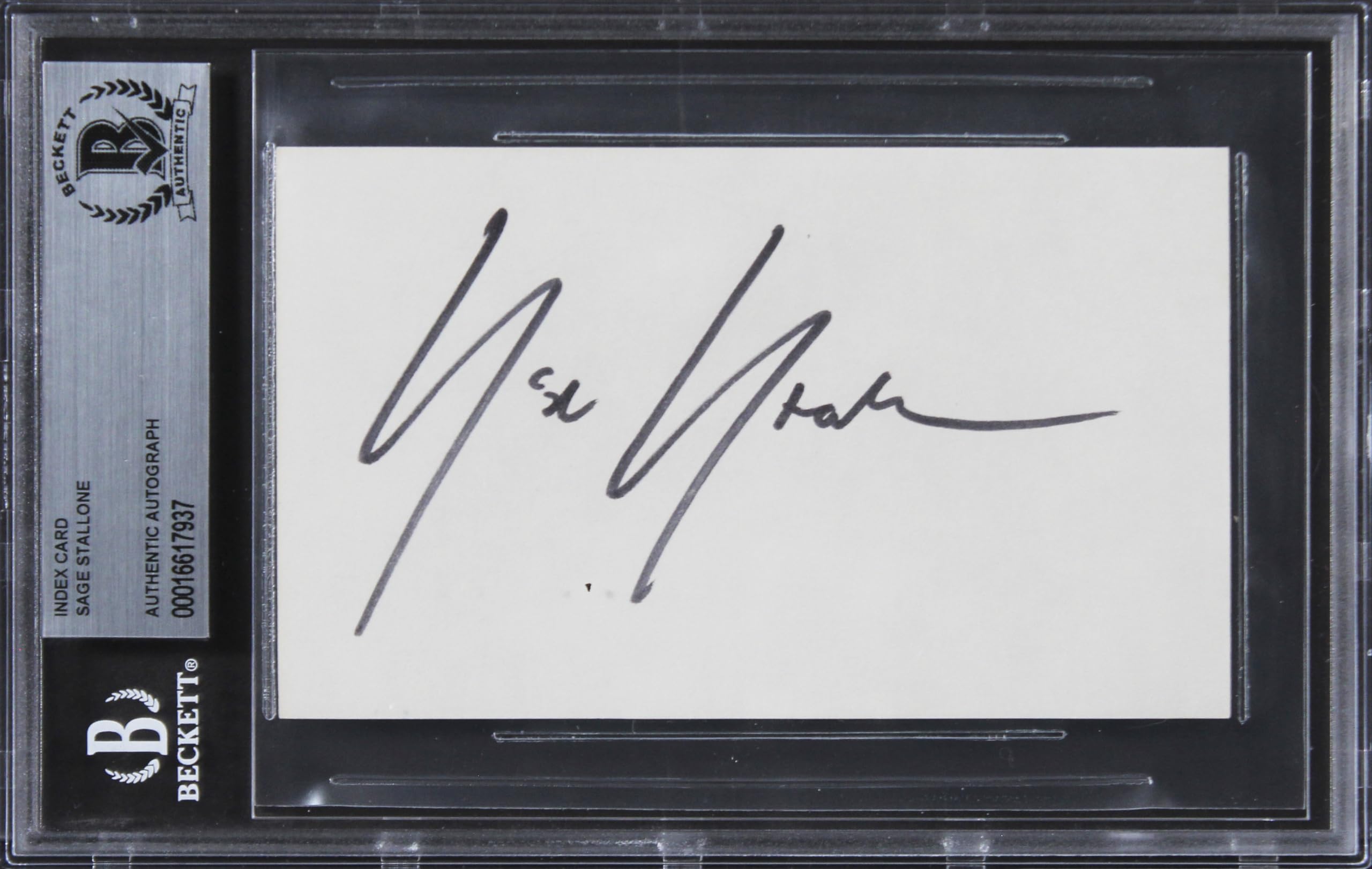 Sage Stallone Rocky V Authentic Signed 3x5 Index Card Autographed BAS Slabbed