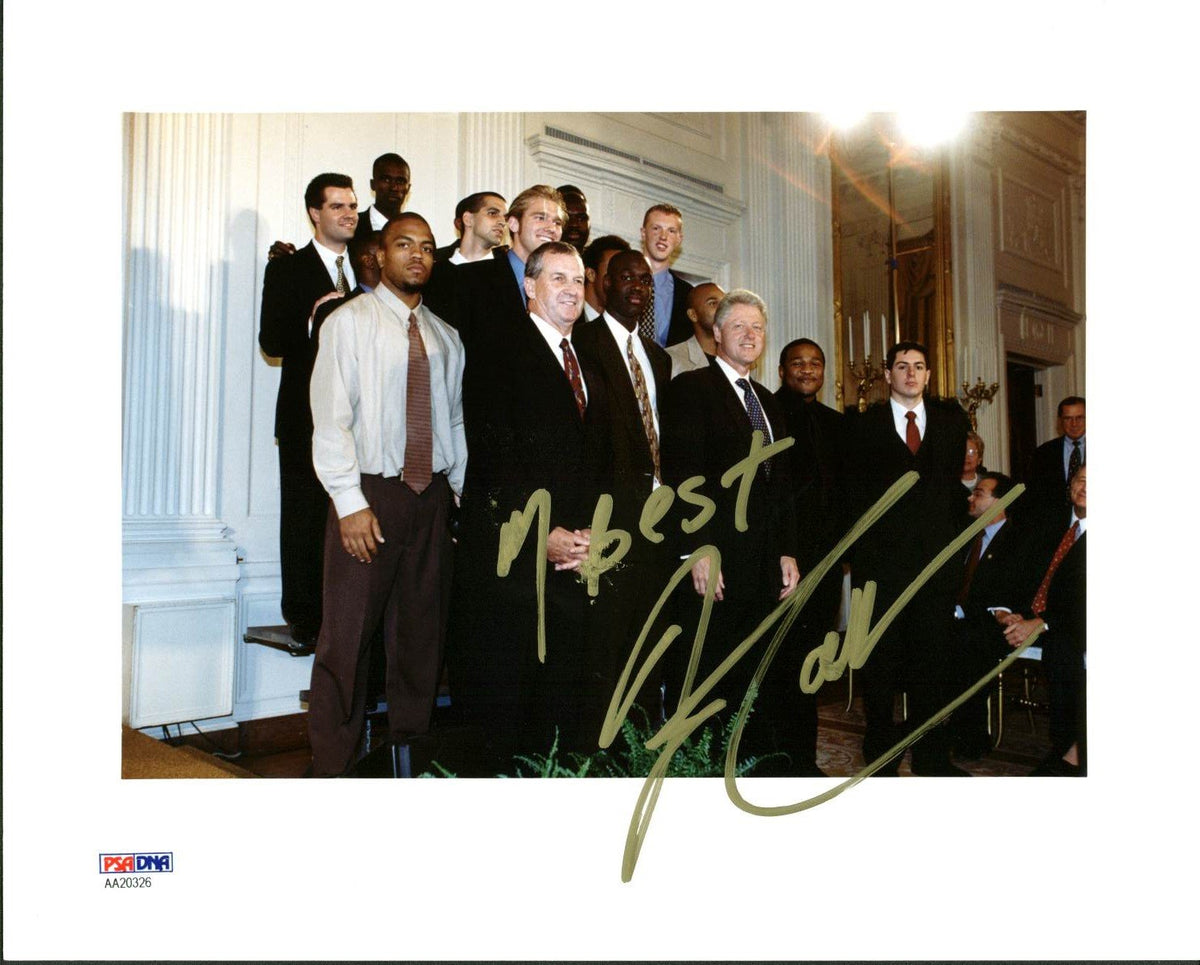 Uconn Jim Calhoun Authentic Signed 8X10 Photo w/ Bill Clinton PSA/DNA #AA20326