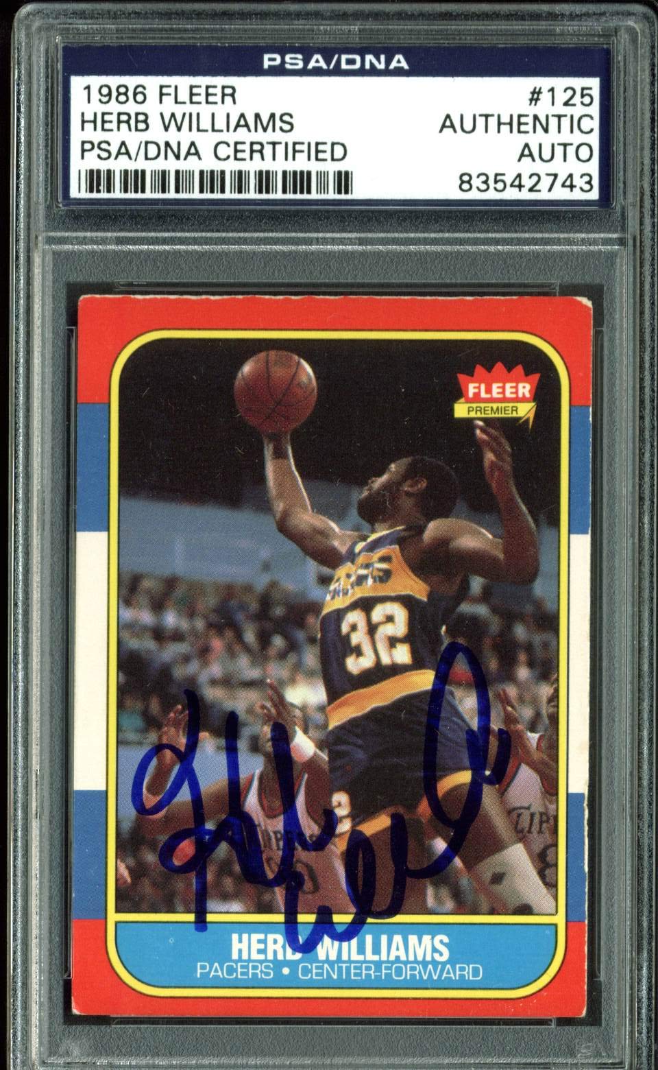 Pacers Herb Williams Authentic Signed 1986 Fleer #125 Card PSA/DNA Slabbed 1