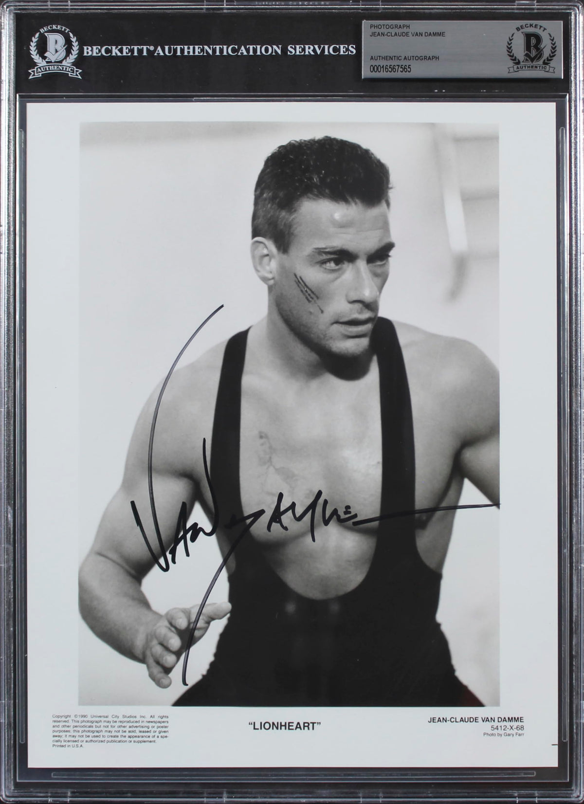 Jean-Claude Van Damme Lionheart Authentic Signed 8x10 Photo BAS Slabbed