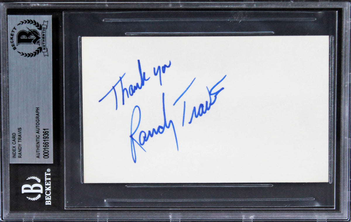 Randy Travis Country Music "Thank You" Signed 3x5 Index Card BAS Slabbed