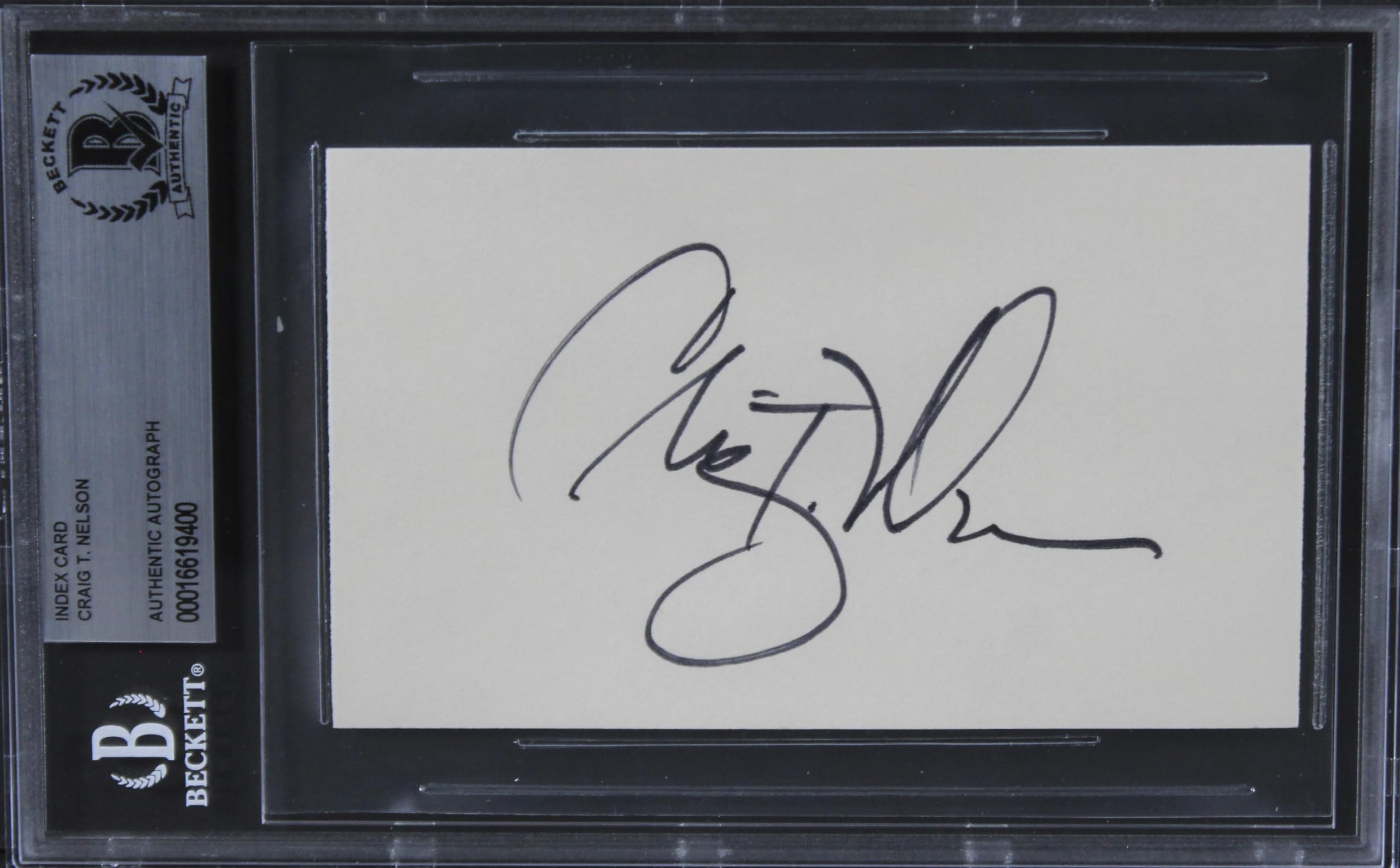 Craig T. Nelson Coach Authentic Signed 3x5 Index Card Autographed BAS Slabbed