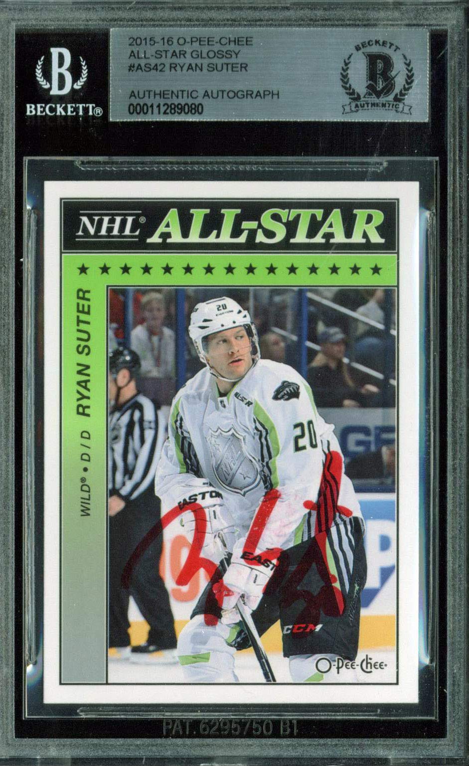 Wild Ryan Suter Signed 2015 O-Pee-Chee All-Star Glossy #AS42 Card BAS Slabbed