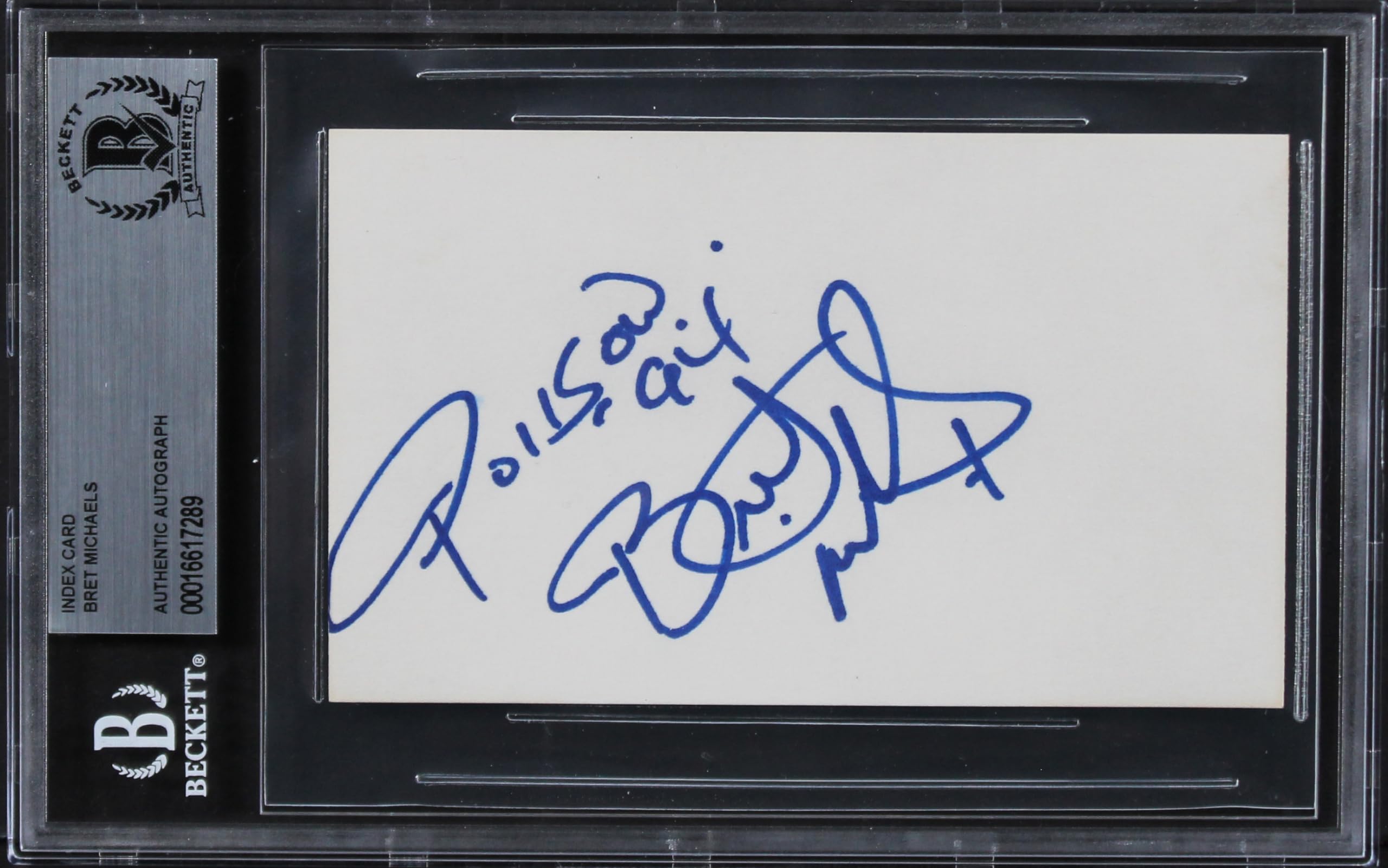 Bret Michaels Poison "Poison 94" Authentic Signed 3x5 Index Card BAS Slabbed
