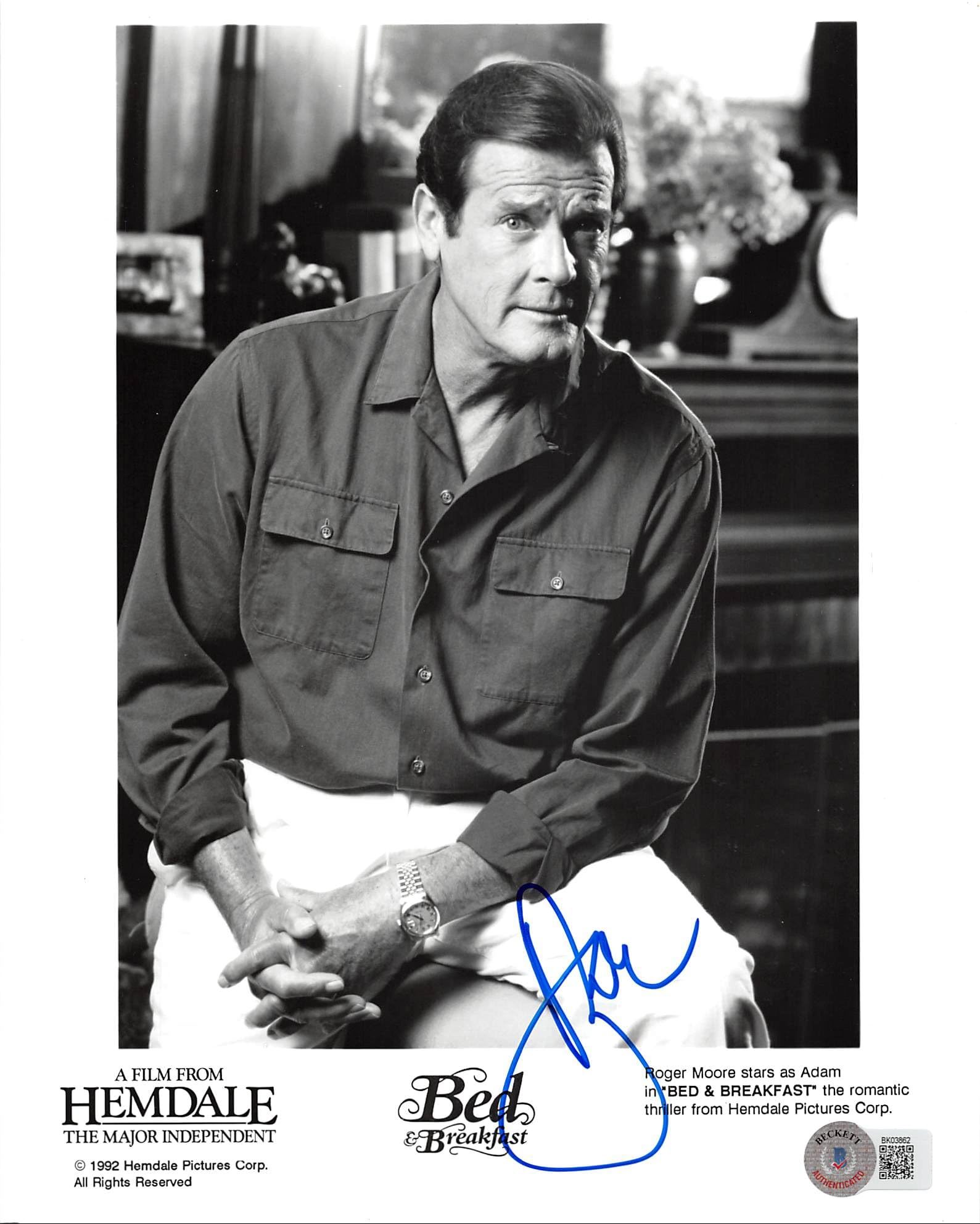 Roger Moore Bed & Breakfast Authentic Signed 8x10 Photo Autographed BAS #BK03862