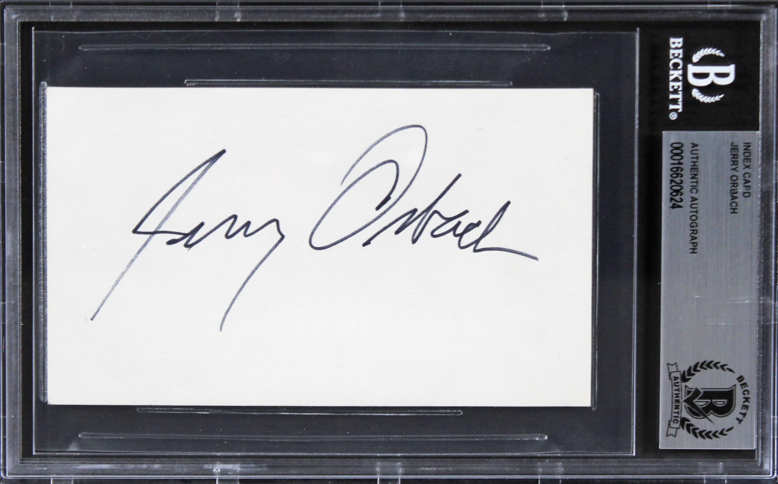 Jerry Orbach Law & Order Authentic Signed 3x5 Index Card Autographed BAS Slabbed