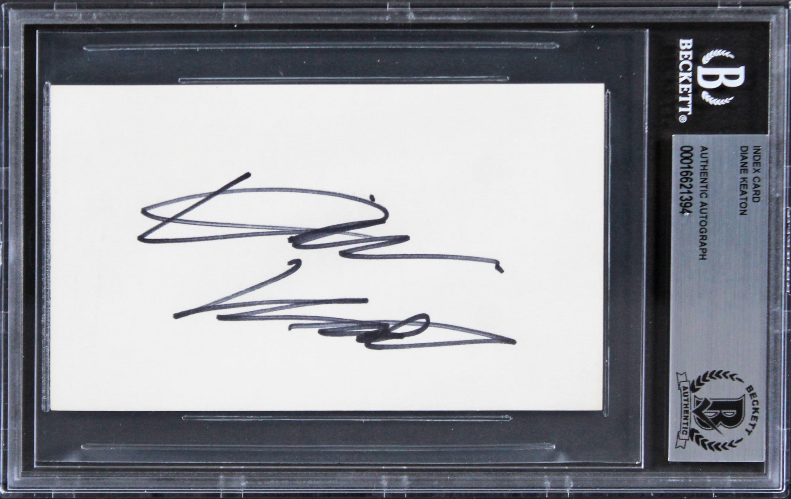Diane Keaton Annie Hall Authentic Signed 3x5 Index Card Autographed BAS Slabbed
