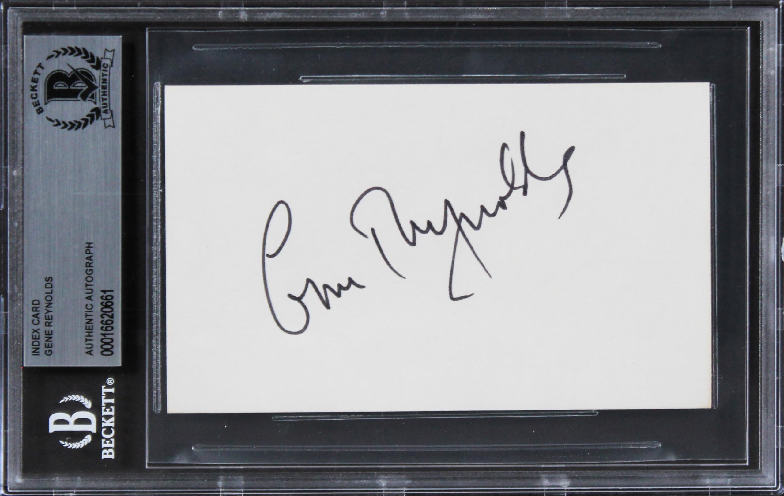 Gene Reynolds MASH Authentic Signed 3x5 Index Card Autographed BAS Slabbed 2