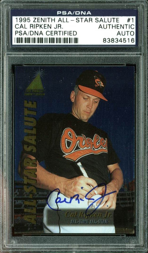 Orioles Cal Ripken Jr. Signed Card 1995 Zenith AS Salute #1 PSA/DNA Slabbed