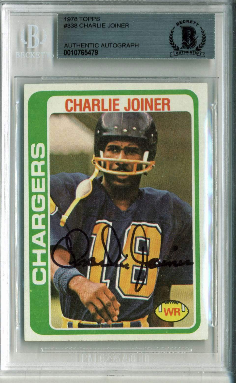 Chargers Charlie Joiner Authentic Signed 1978 Topps #338 Auto Card BAS Slabbed