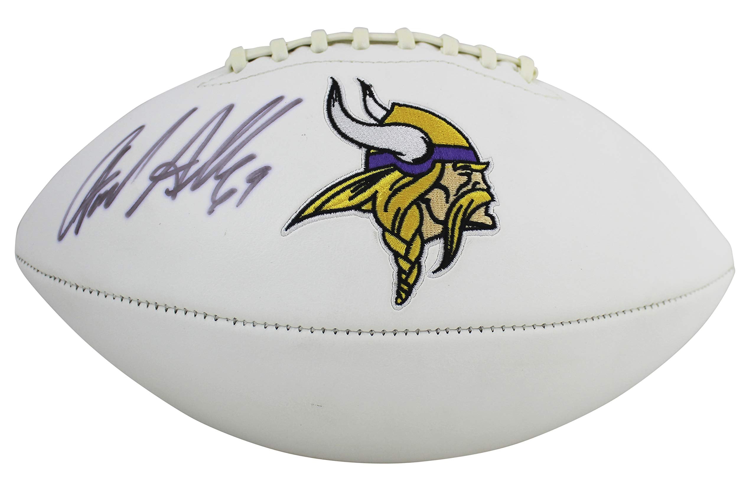 Vikings Jared Allen Authentic Signed White Panel Logo Football BAS Witnessed