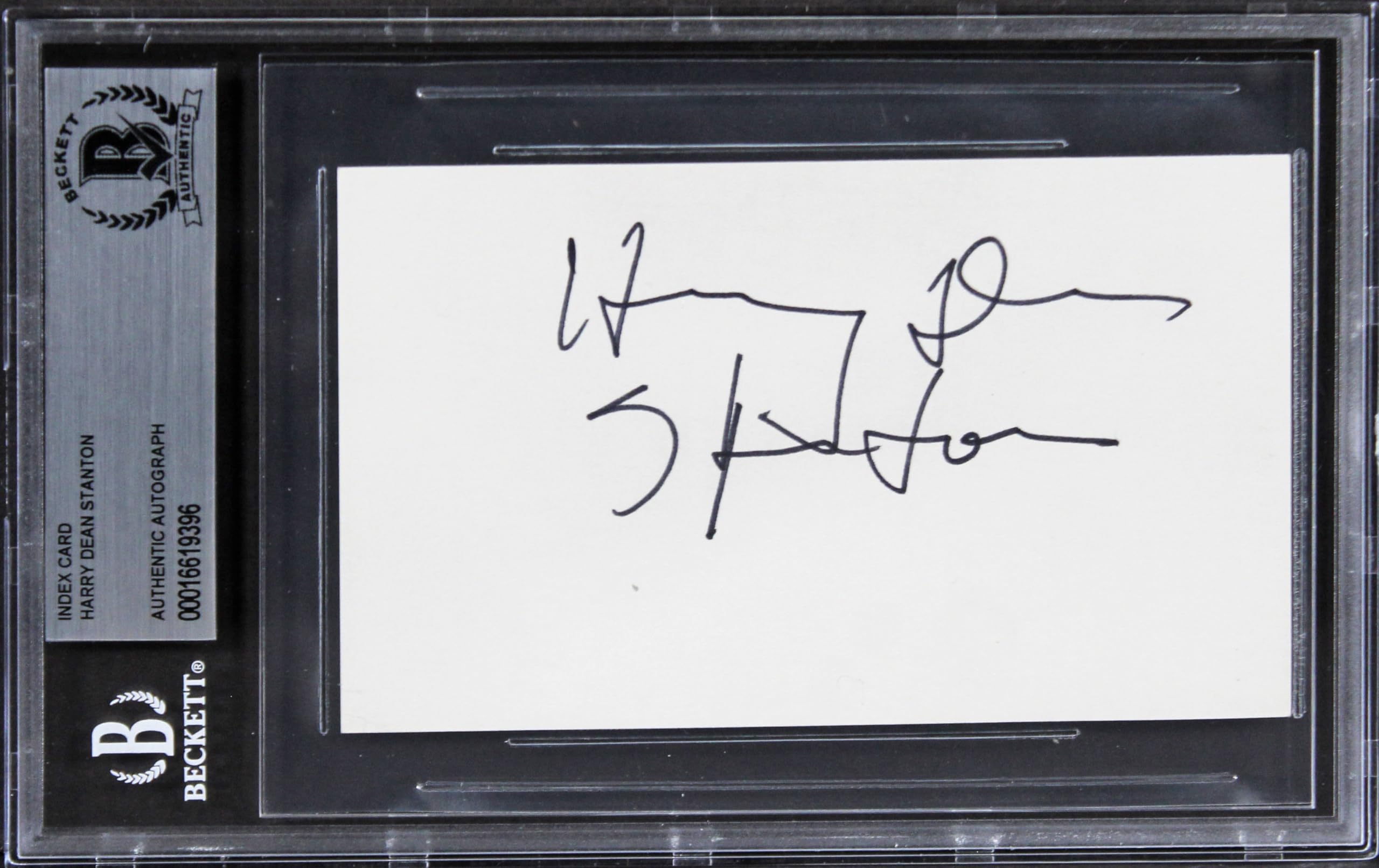 Harry Dean Stanton Alien Authentic Signed 3x5 Index Card BAS Slabbed 1