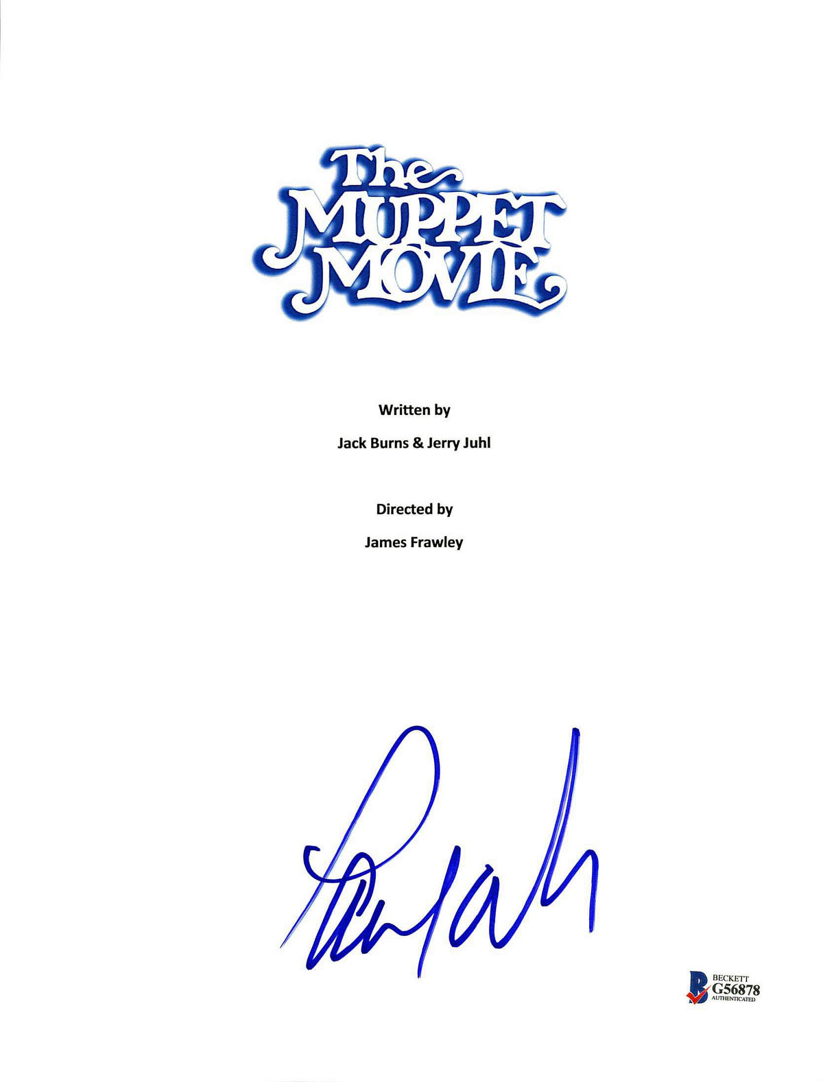 Paul Williams Authentic Signed The Muppet Movie Movie Script Cover BAS #G56878