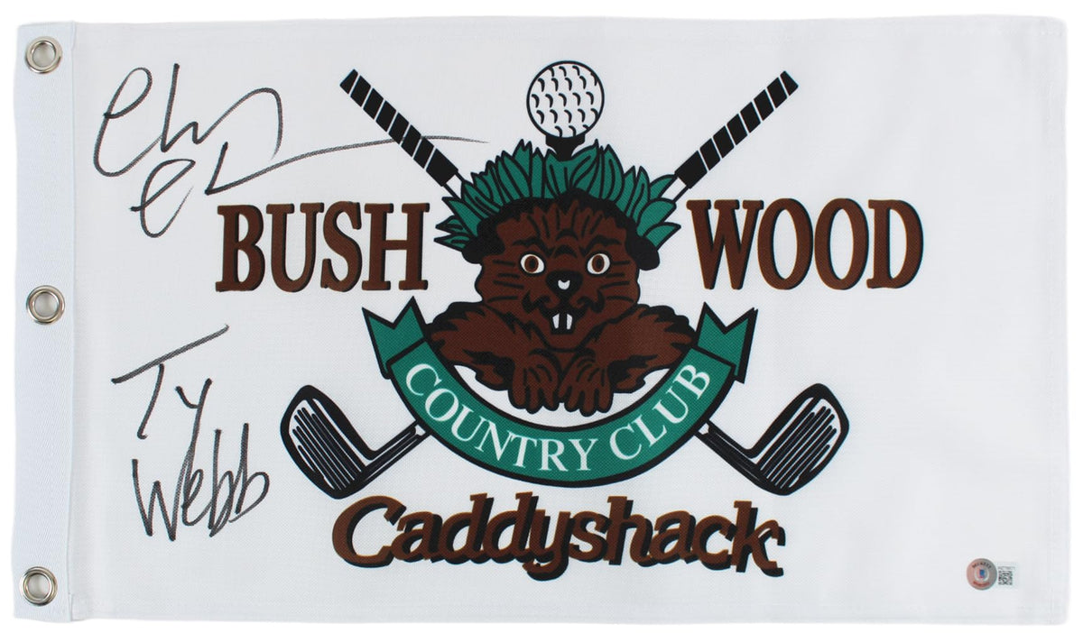 Chevy Chase Caddyshack "Ty Webb" Signed Bushwood Country Club Flag BAS #WZ76671