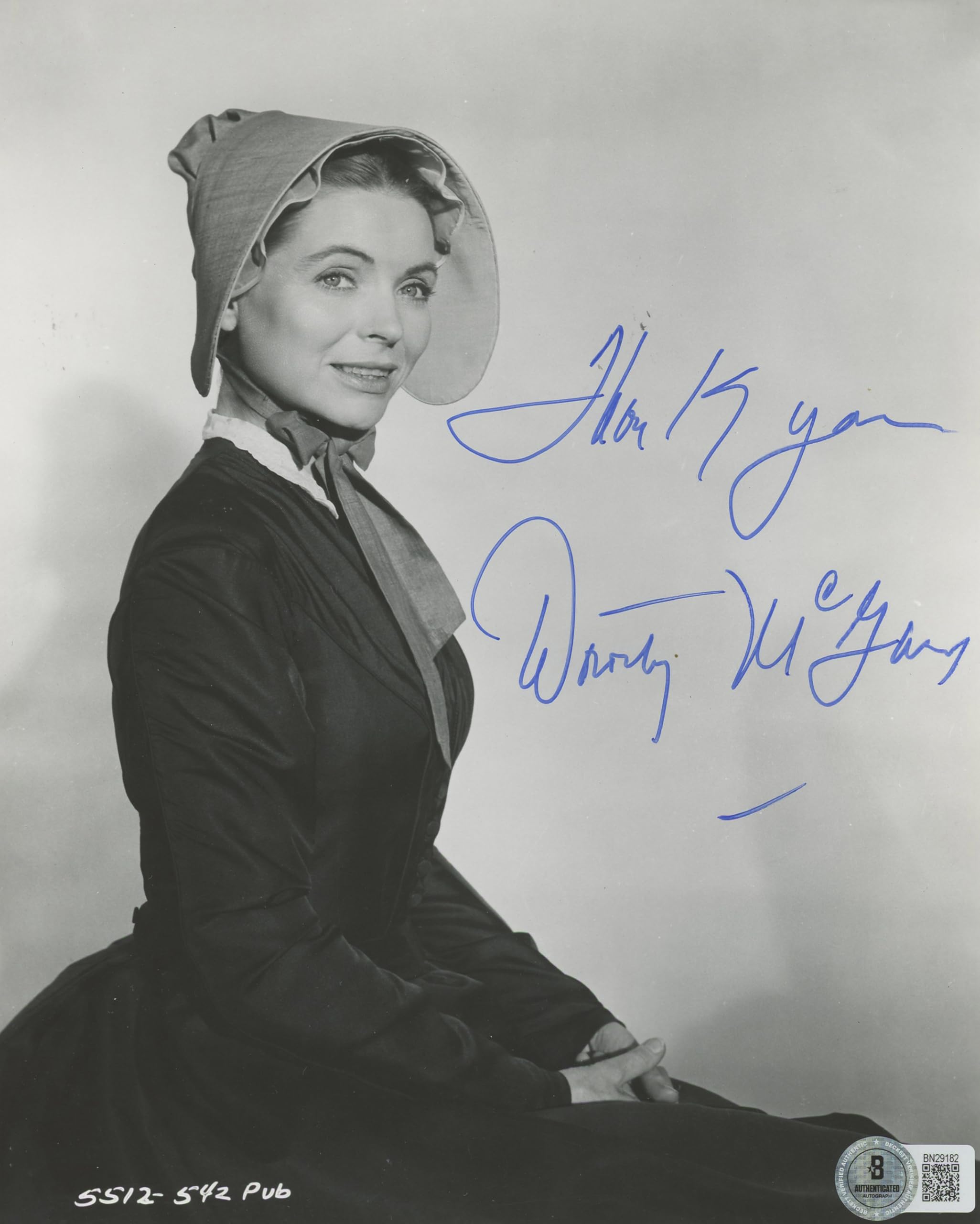 Dorothy McGuire Friendly Persuasion "Thank You" Signed 8x10 Photo BAS #BN29182