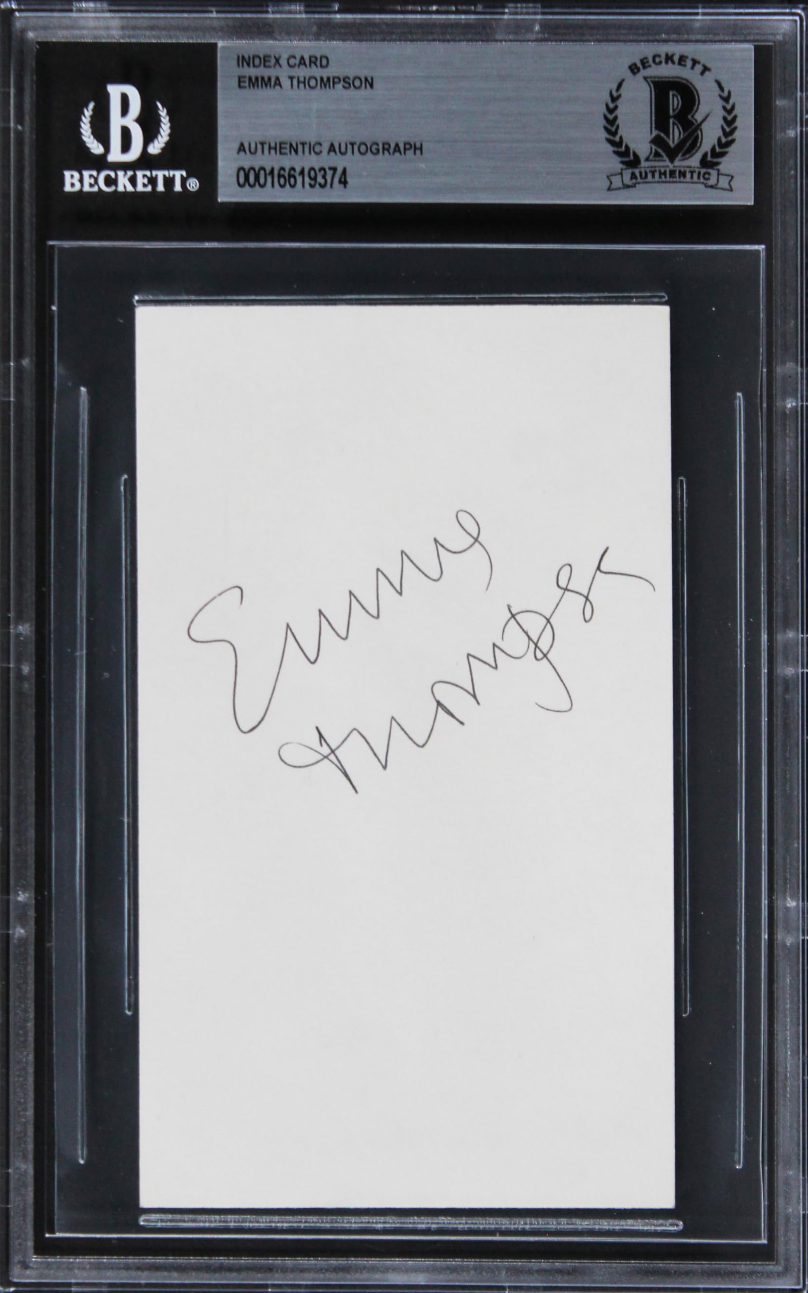 Emma Thompson The Tall Guy Authentic Signed 3x5 Index Card BAS Slabbed