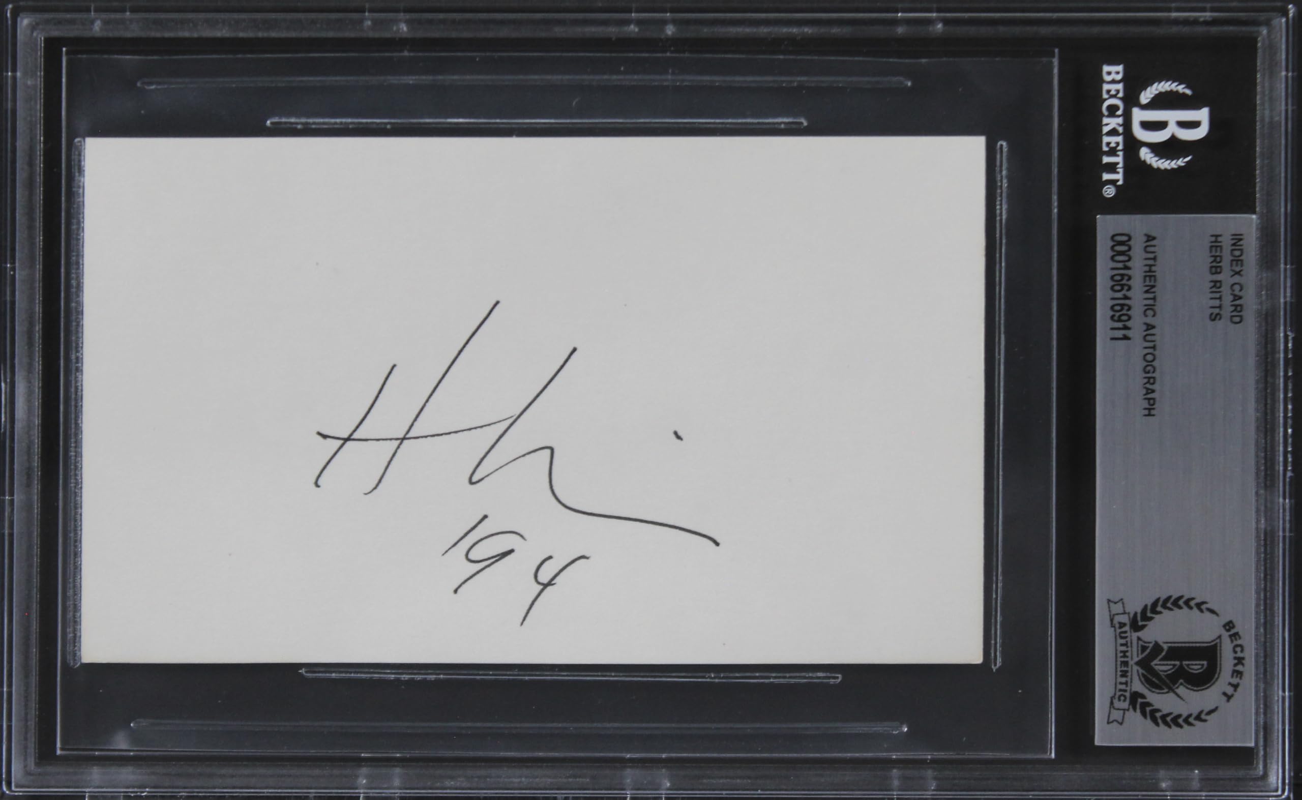 Herb Ritts "194" Authentic Signed 3x5 Index Card Autographed BAS Slabbed 2