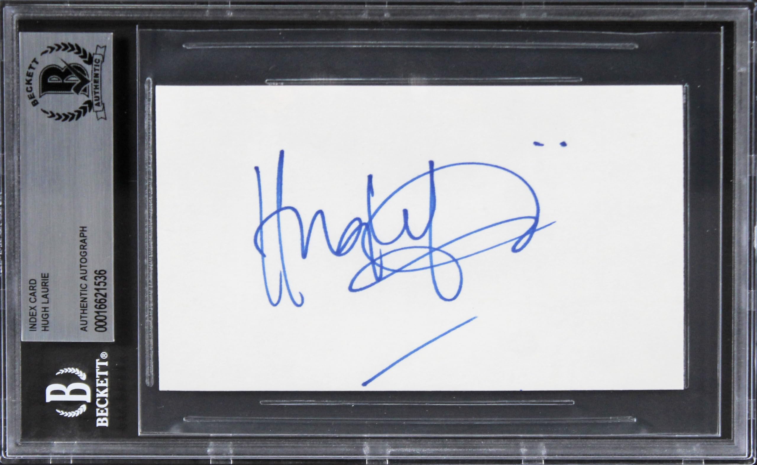Hugh Laurie House Authentic Signed 3x5 Index Card Autographed BAS Slabbed