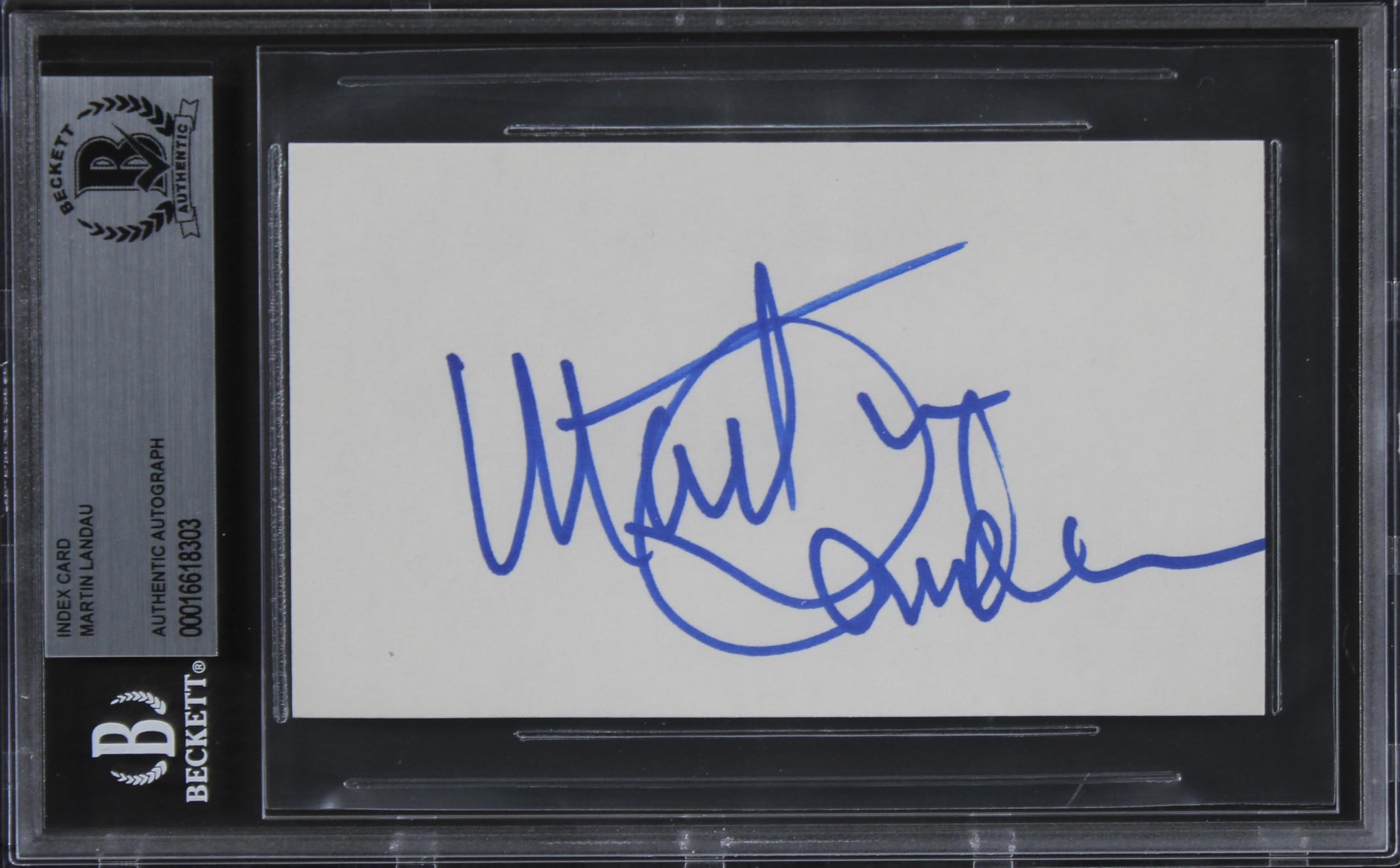 Martin Landau Mission: Impossible Authentic Signed 3x5 Index Card BAS Slabbed