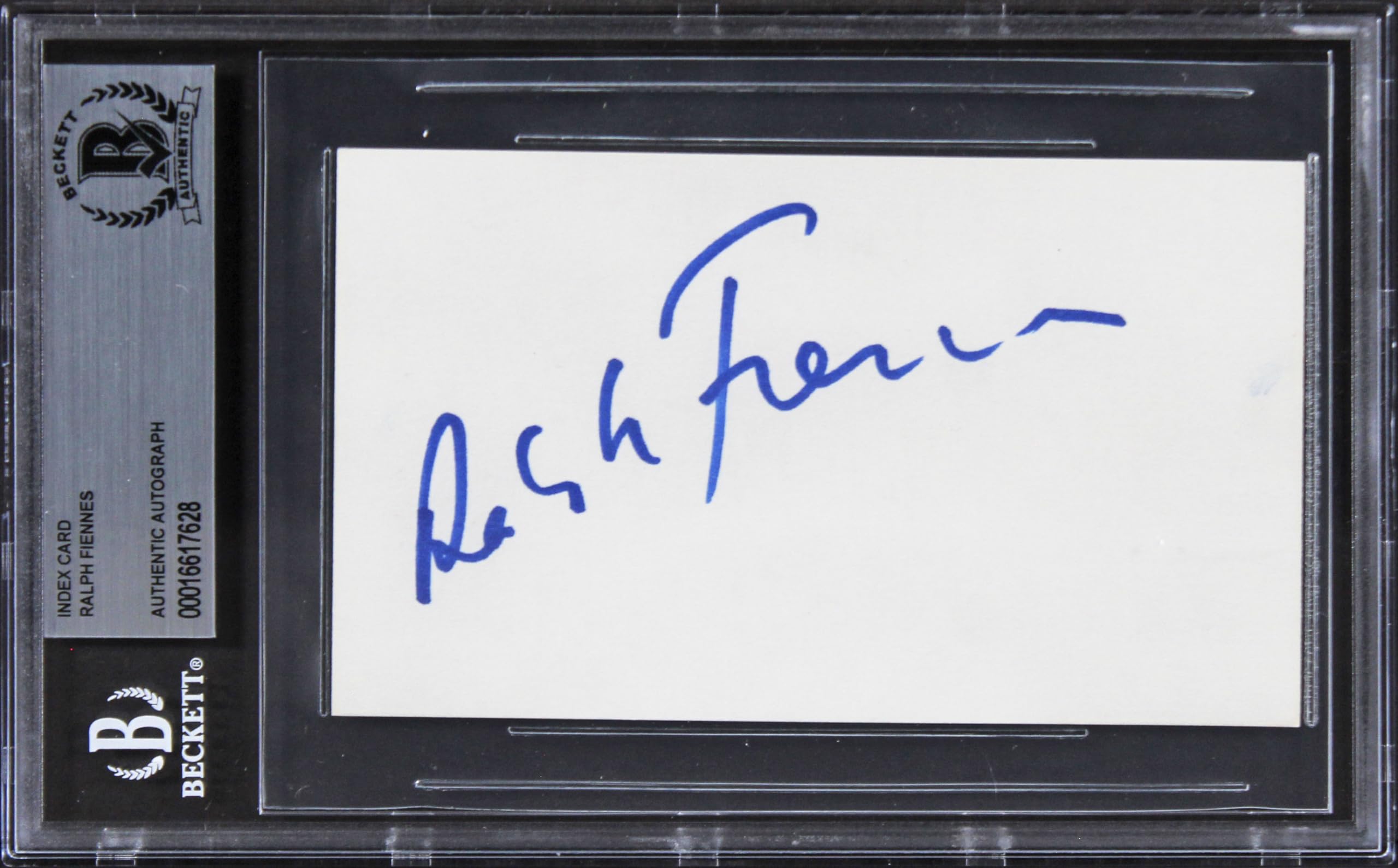 Ralph Fiennes Schindler's List Authentic Signed 3x5 Index Card BAS Slabbed 3