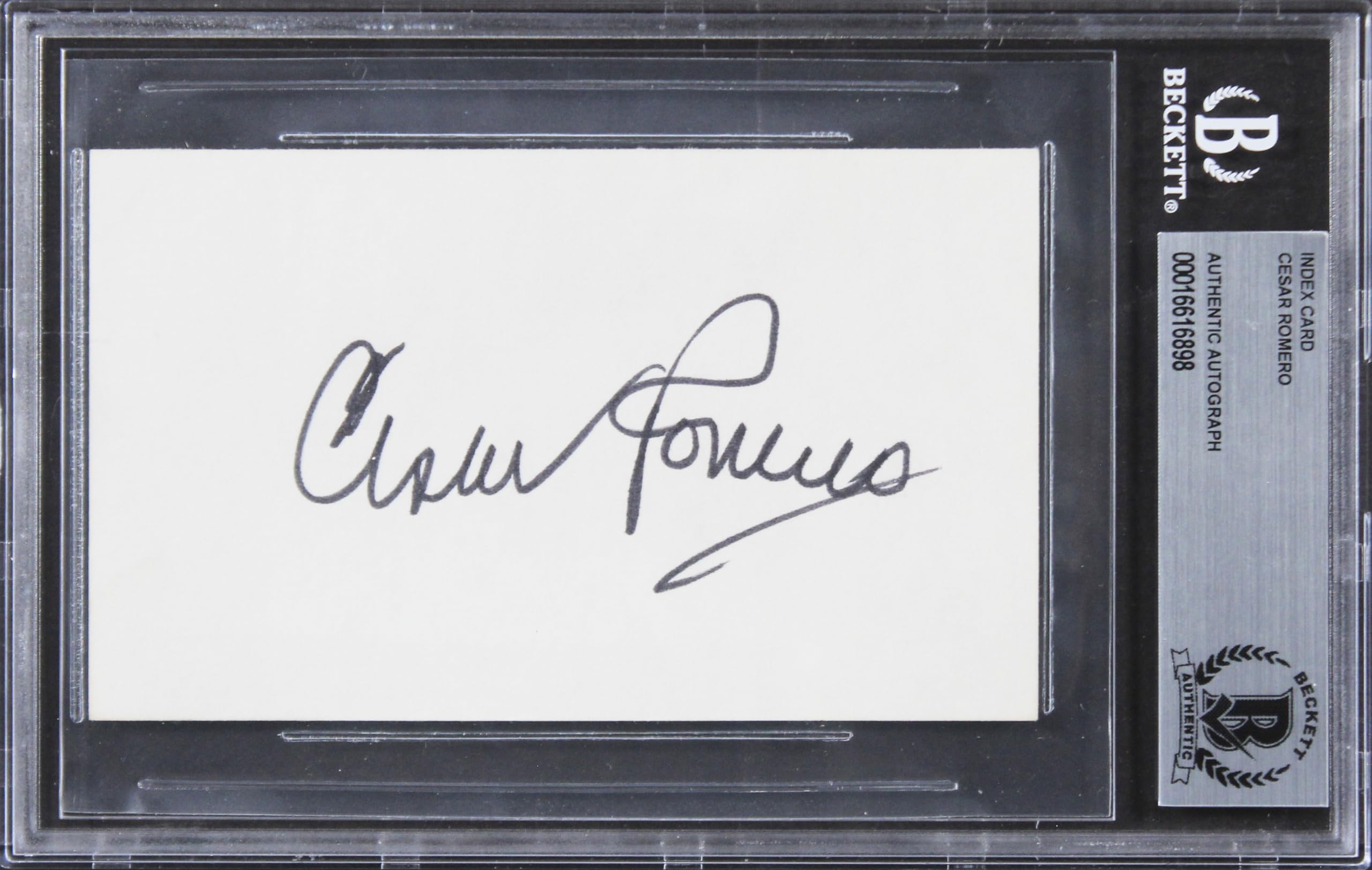 Cesar Romero Batman Authentic Signed 3x5 Index Card Autographed BAS Slabbed 1