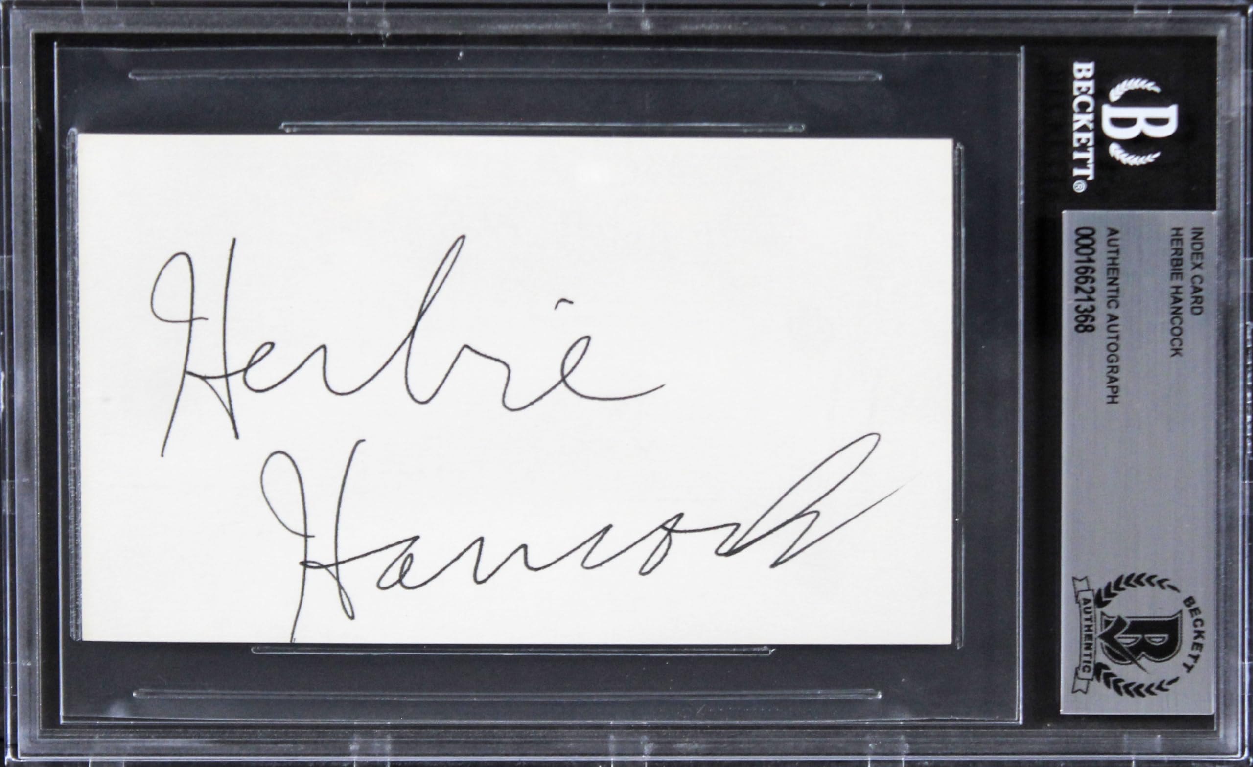 Herbie Hancock Musician Authentic Signed 3x5 Index Card BAS Slabbed 3