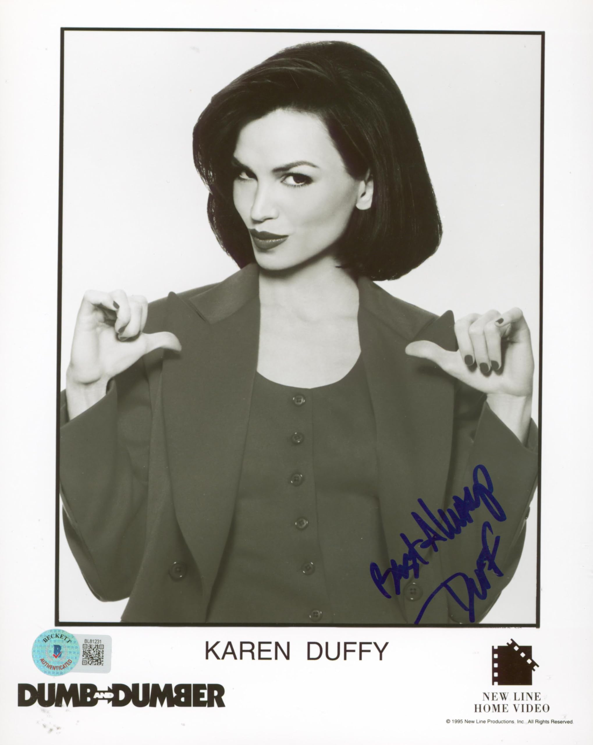 Karen Duffy Dumb and Dumber "Best Always" Signed 8x10 Photo BAS #BL81231