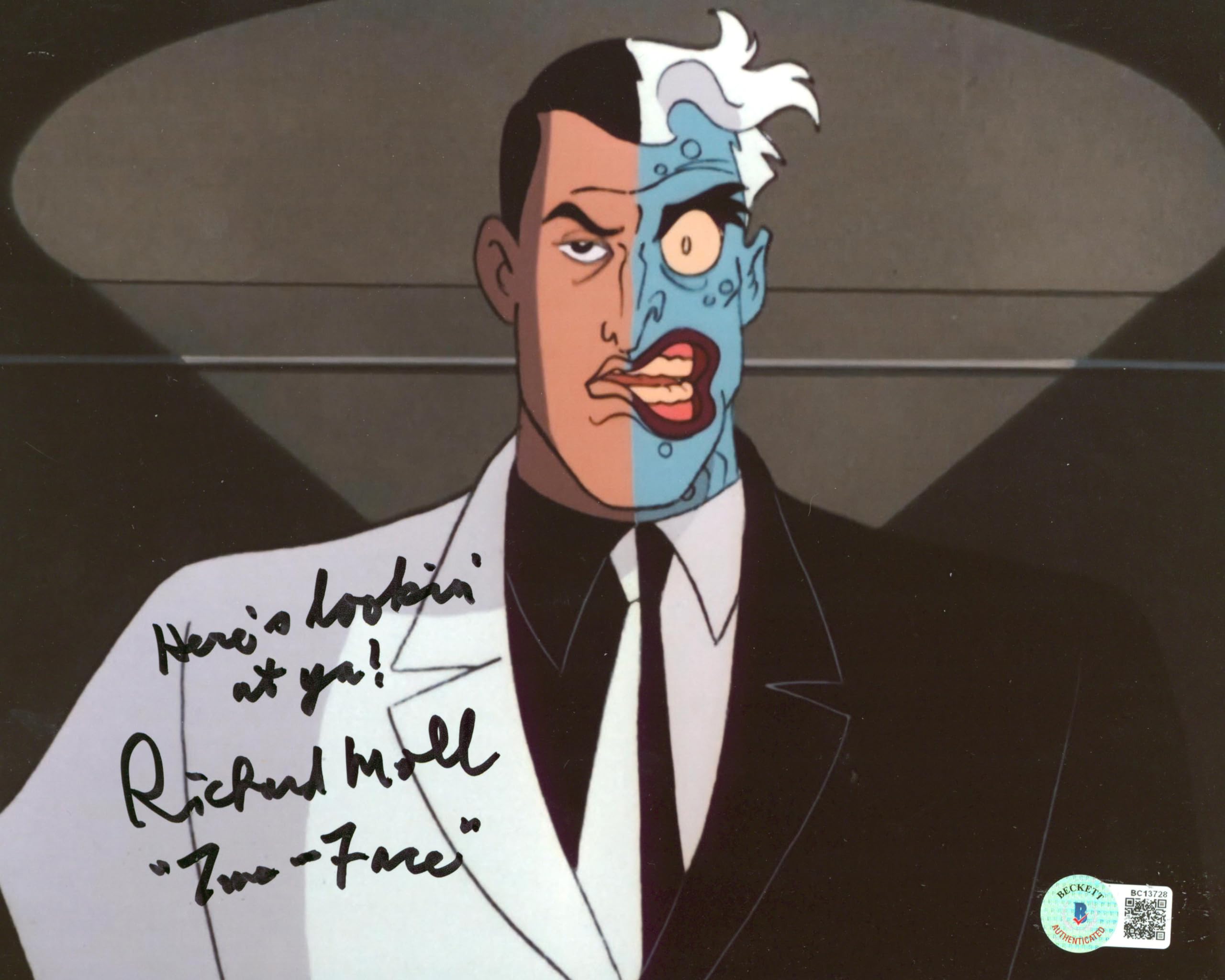 Richard Moll Batman Animated Series "Two Face" Signed 8x10 Photo BAS #BC13728