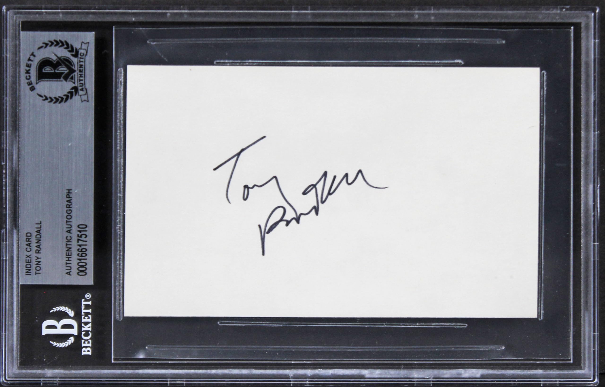 Tony Randall The Odd Couple Authentic Signed 3x5 Index Card BAS Slabbed 3