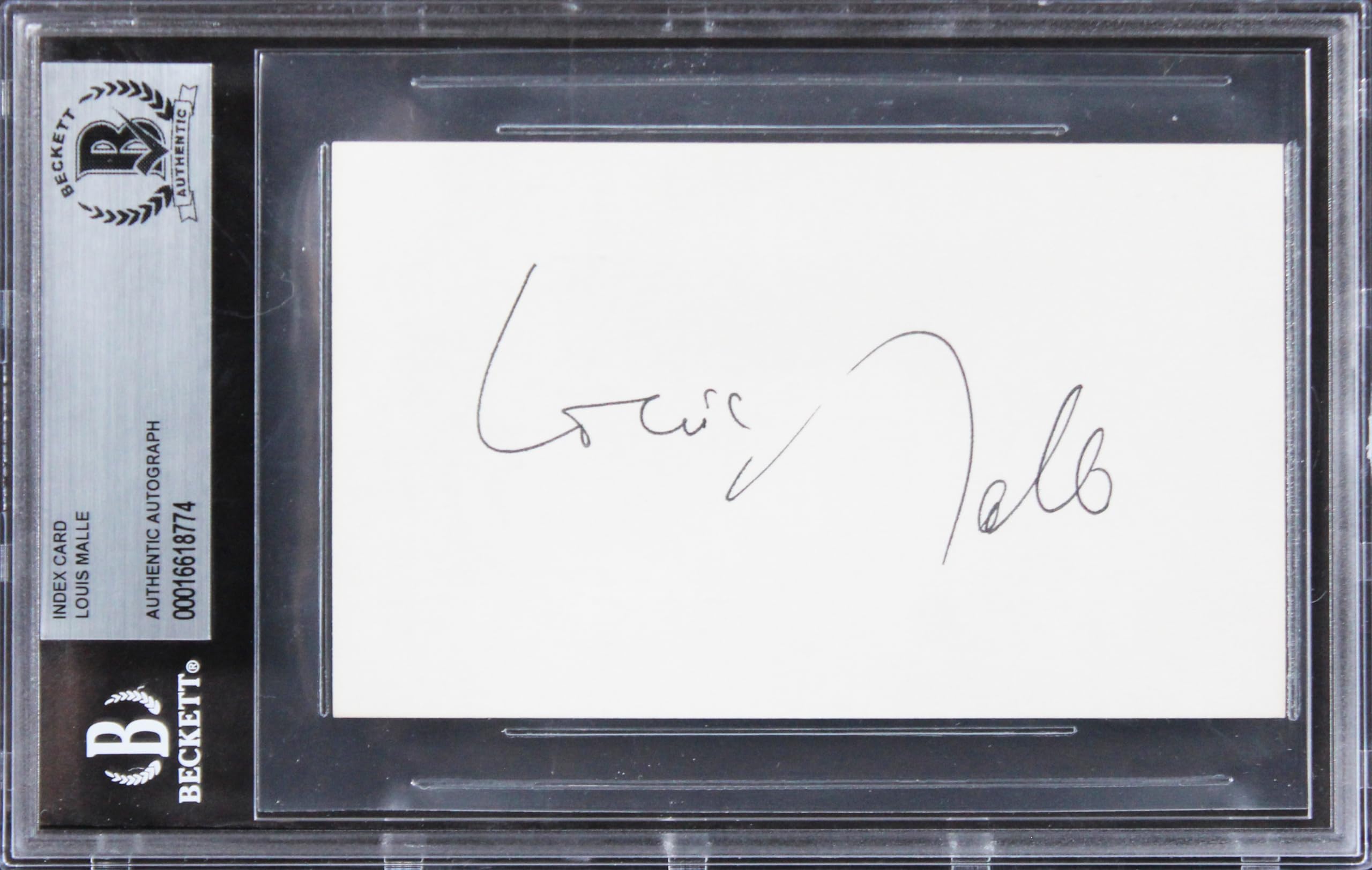 Louis Malle Goodbye, Children Authentic Signed 3x5 Index Card BAS Slabbed 4
