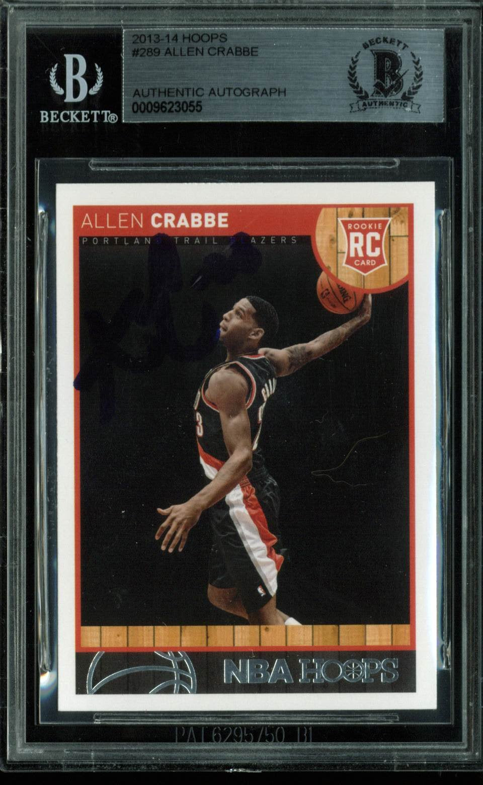 Grizzlies Allen Crabbe Authentic Signed Card 2013 Hoops RC #289 BAS Slabbed