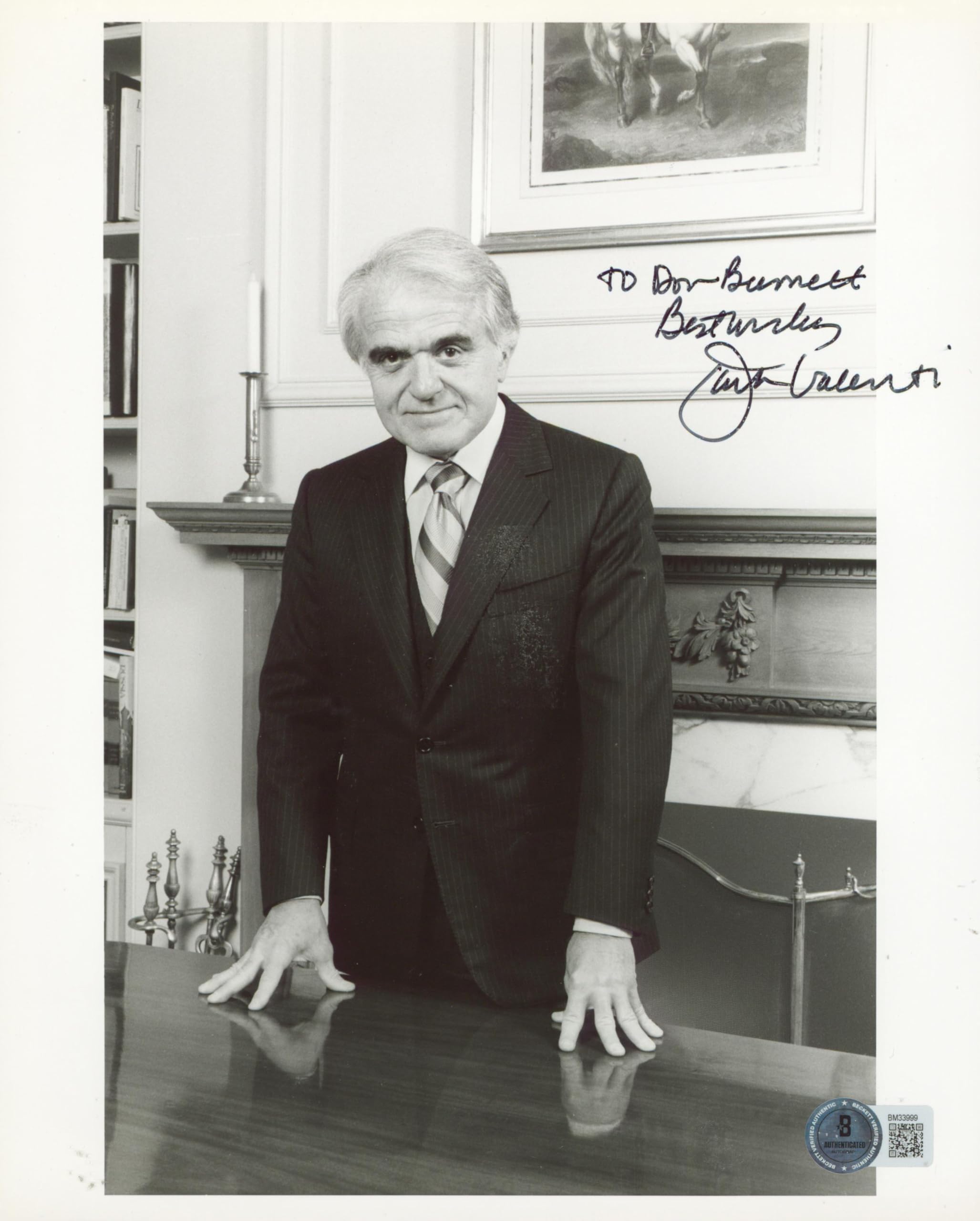 Jack Valenti The Bitter Taste Glory Authentic Signed 8x10 Photo BAS #BM33999