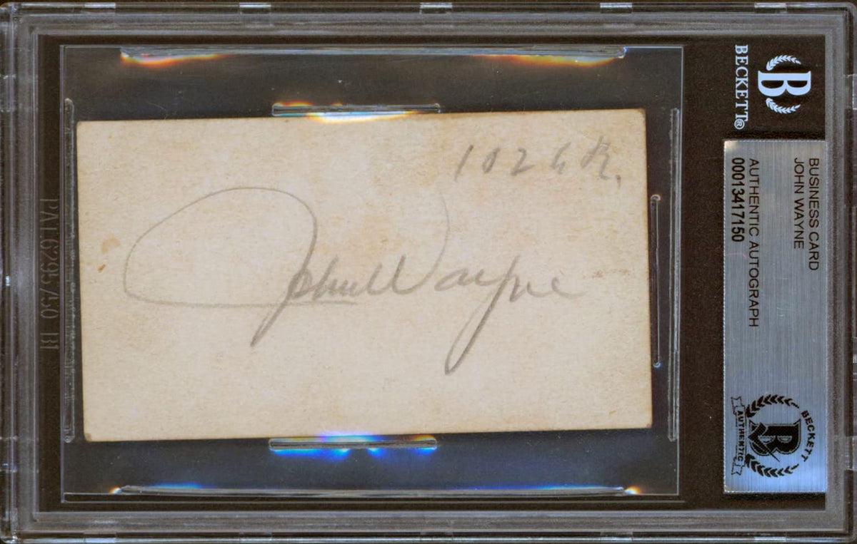 John Wayne Authentic Signed 1.75x3.5 Business Card Autographed BAS Slabbed