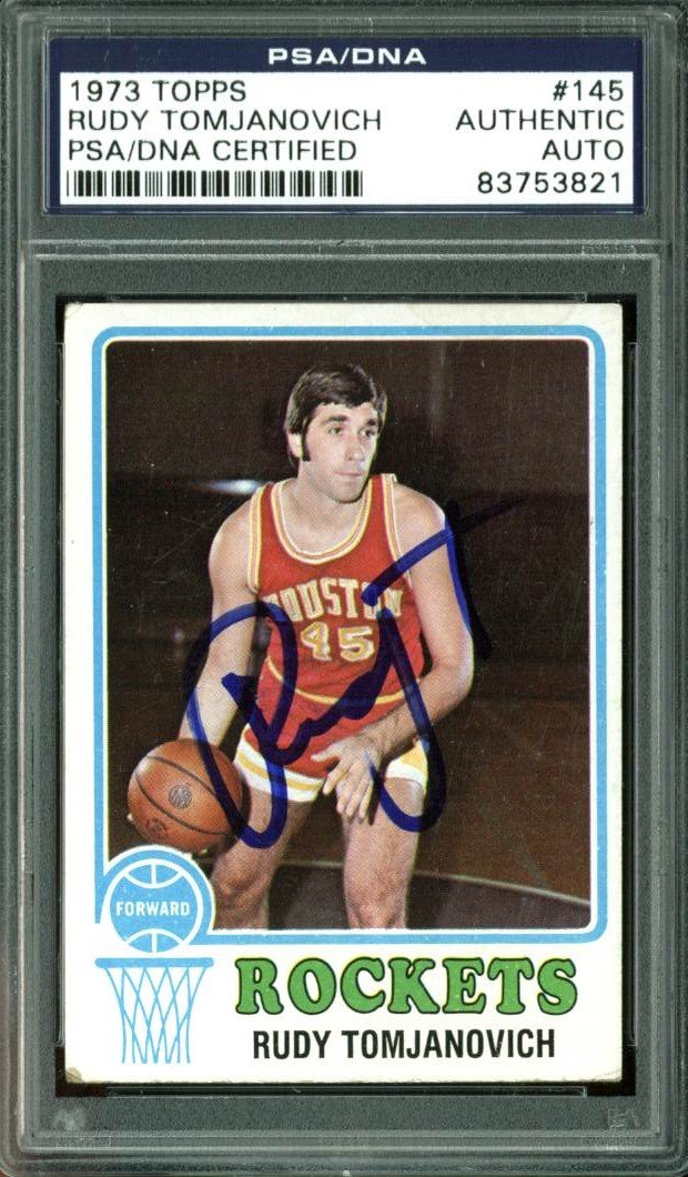 Rockets Rudy Tomjanovich Signed Card 1973 Topps #145 PSA/DNA Slabbed #83753821
