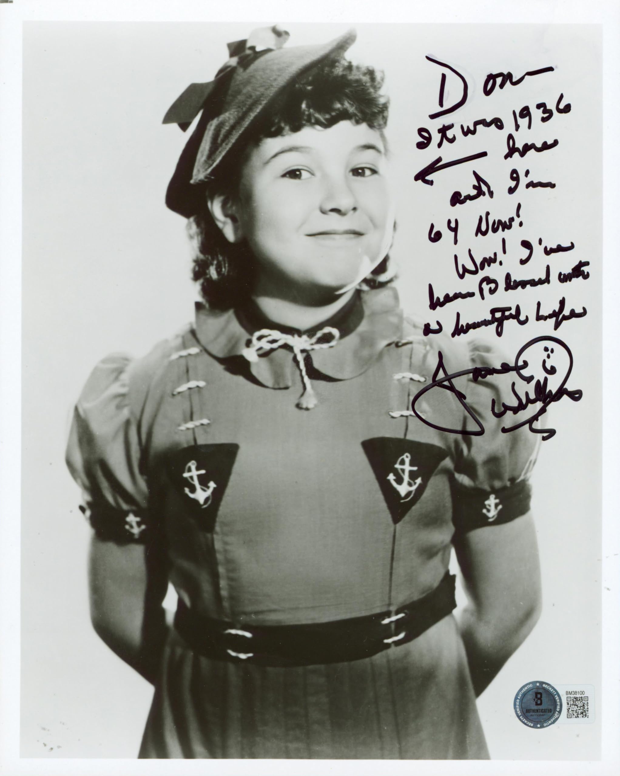 Jane Withers Giant "Don it was 1936 here" Signed 8x10 Photo BAS #BM38100