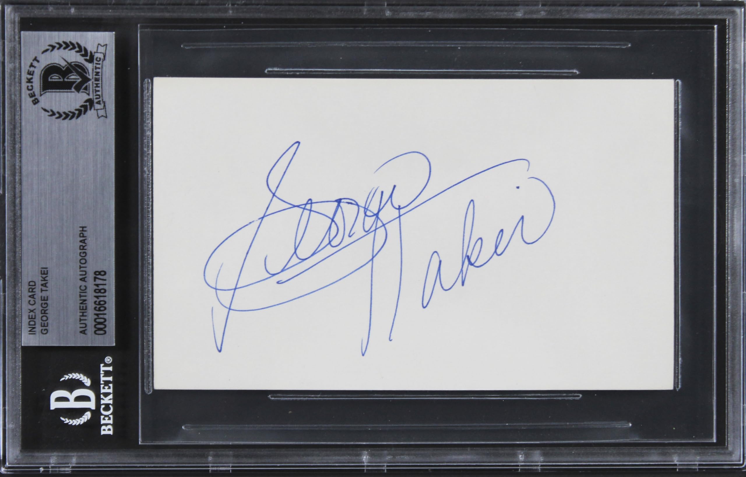George Takei Star Trek Authentic Signed 3x5 Index Card Autographed BAS Slabbed