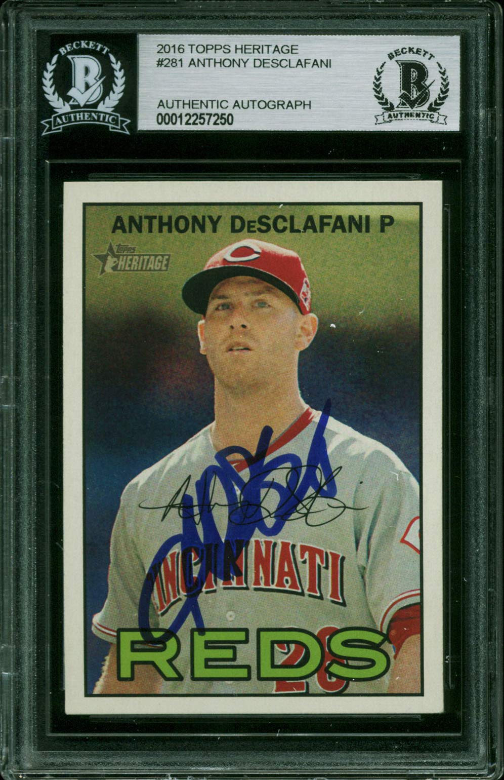 Reds Anthony DeSclafani Authentic Signed 2016 Topps Heritage #281 Card BAS Slab