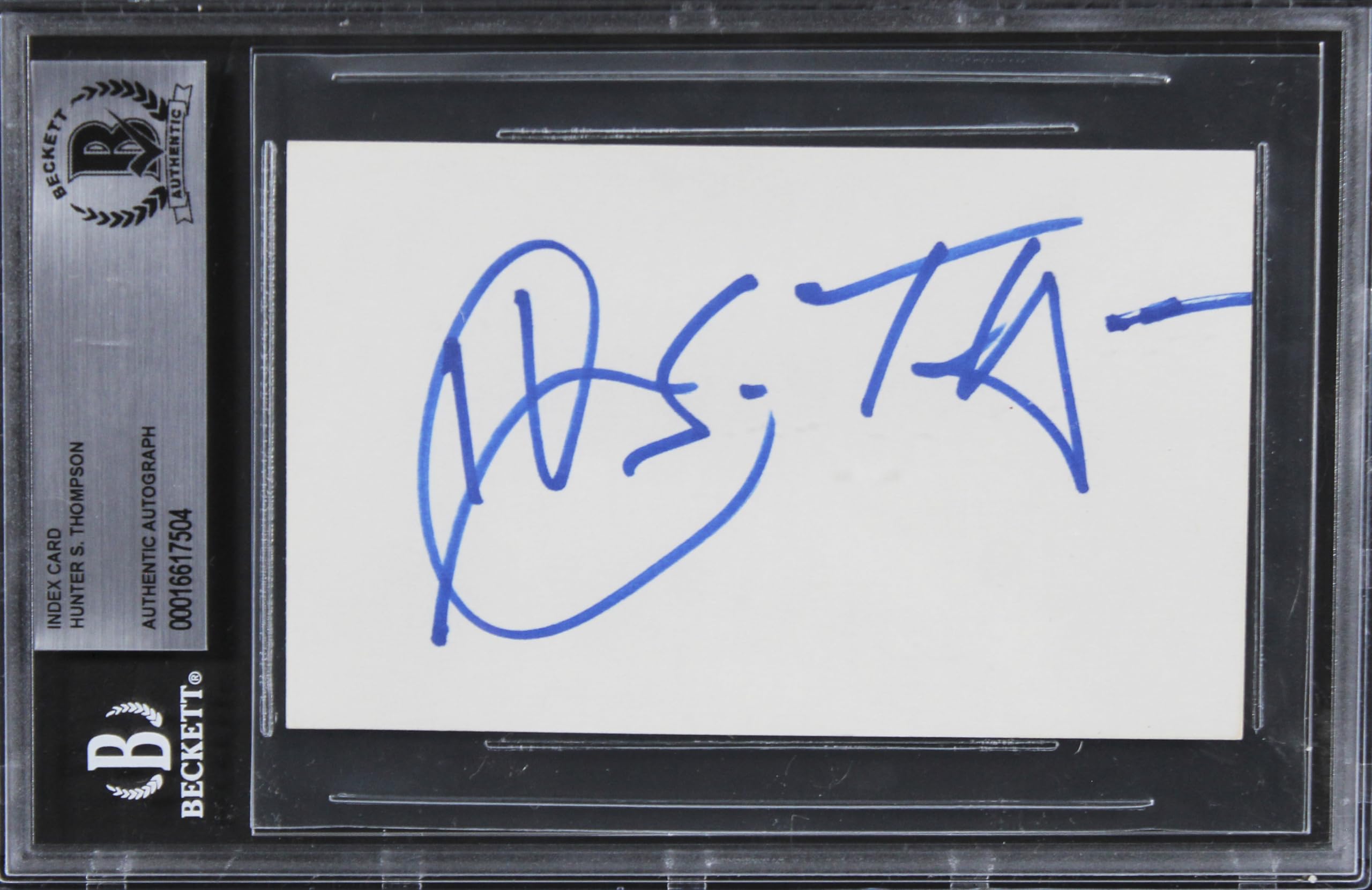 Hunter S. Thompson Fear & Loathing In Las Vegas Signed 3x5 Index Card BAS Slab 1