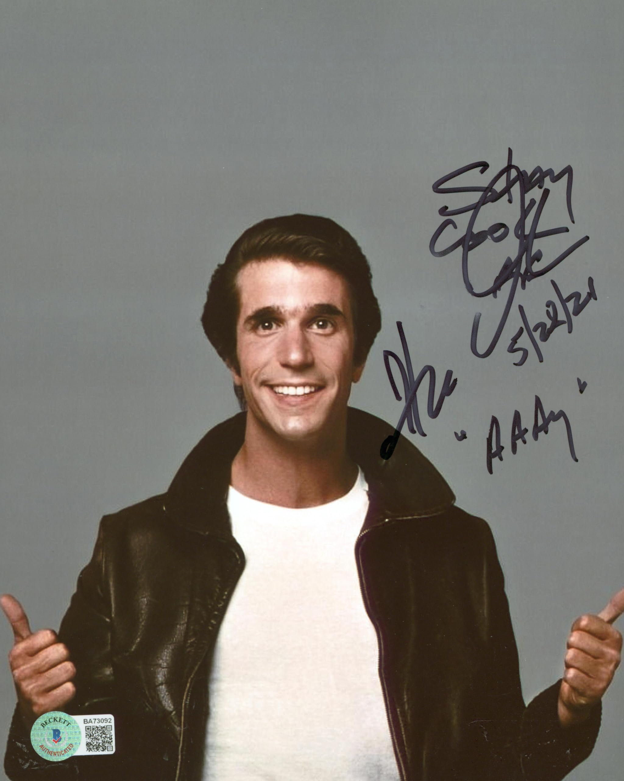 Henry Winkler Happy Days "AAAY" Authentic Signed 8x10 Photo BAS #BA73092