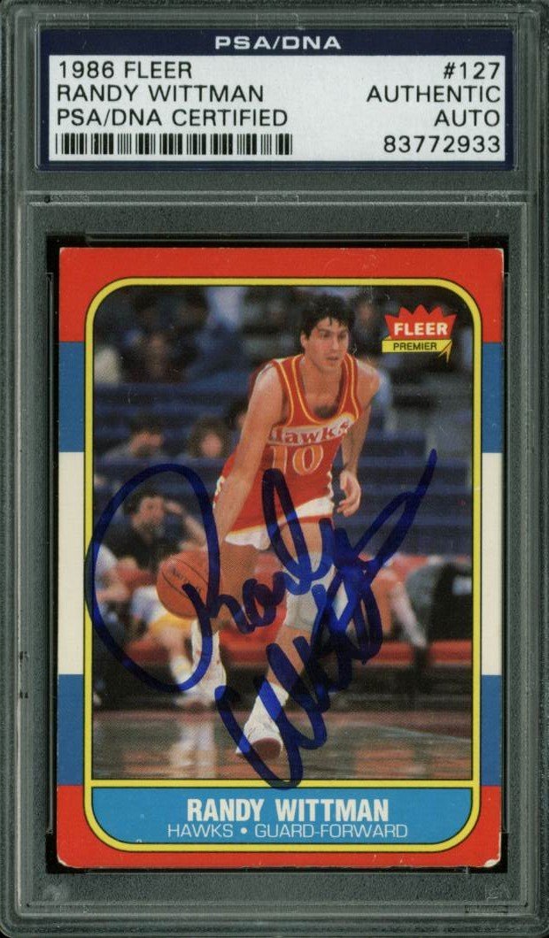 Hawks Randy Wittman Authentic Signed Card 1986 Fleer #127 PSA/DNA Slabbed