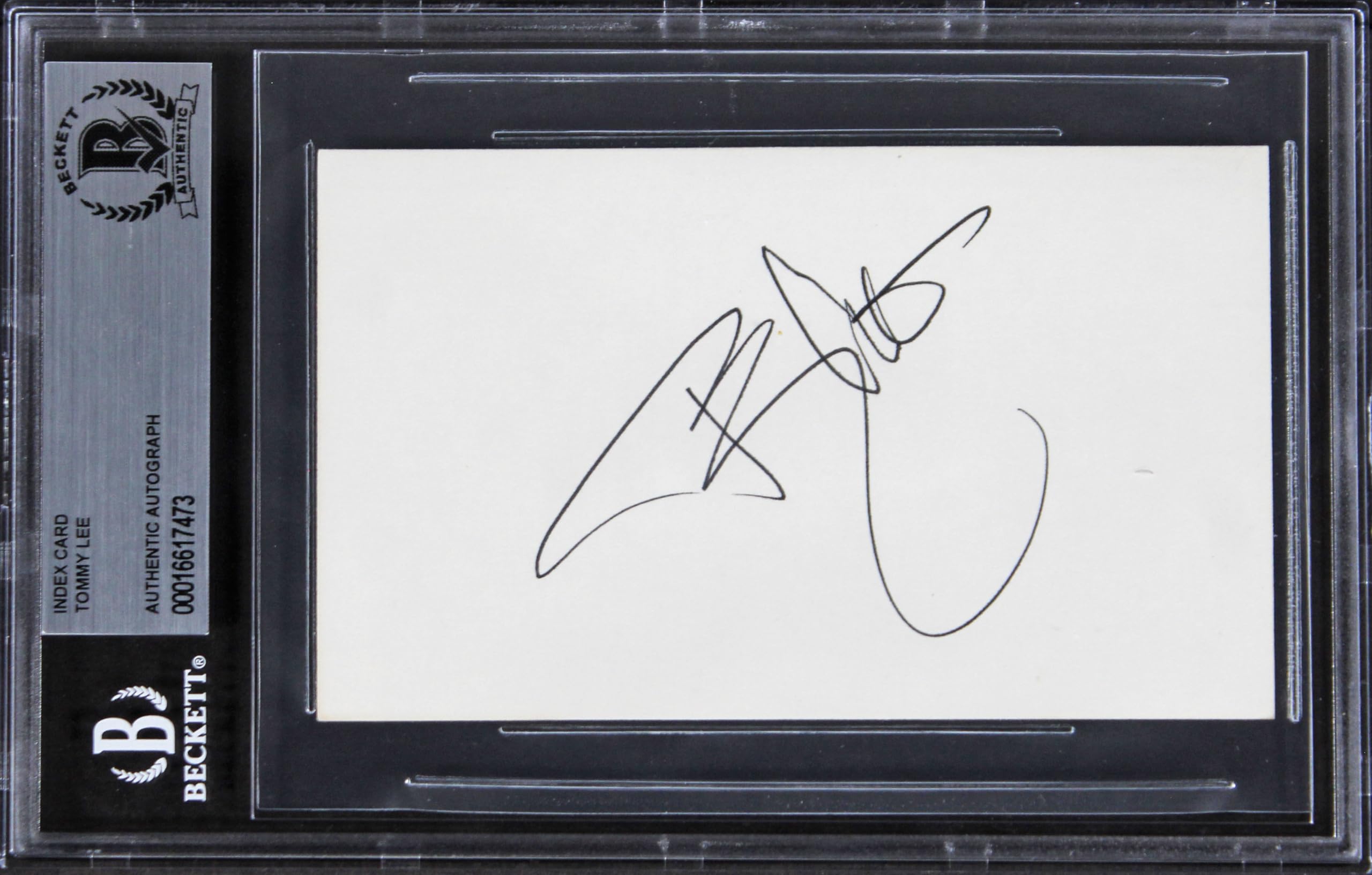 Tommy Lee Motley Crue Authentic Signed 3x5 Index Card Autographed BAS Slabbed