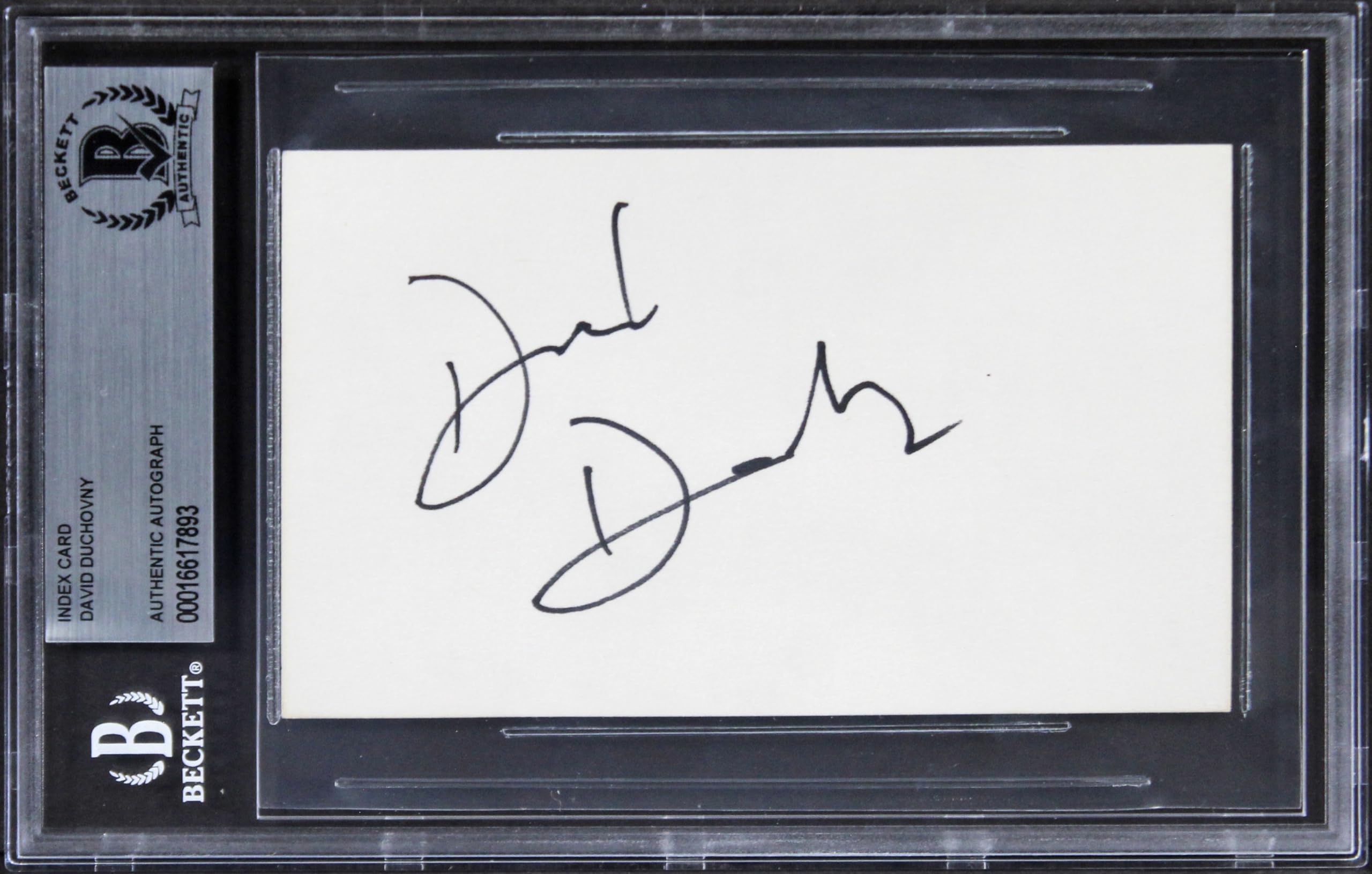 David Duchovny The X-Files Authentic Signed 3x5 Index Card BAS Slabbed 1