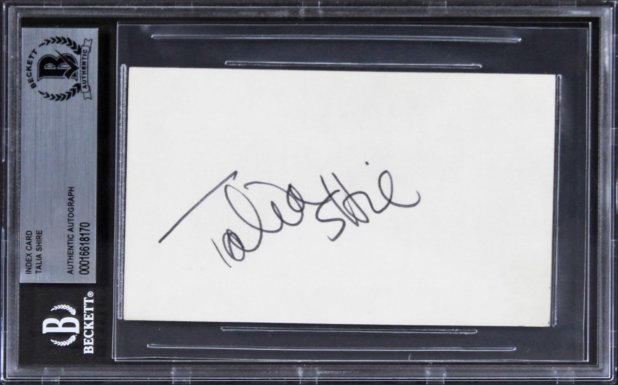 Talia Shire Rocky Authentic Signed 3x5 Index Card Autographed BAS Slabbed 3