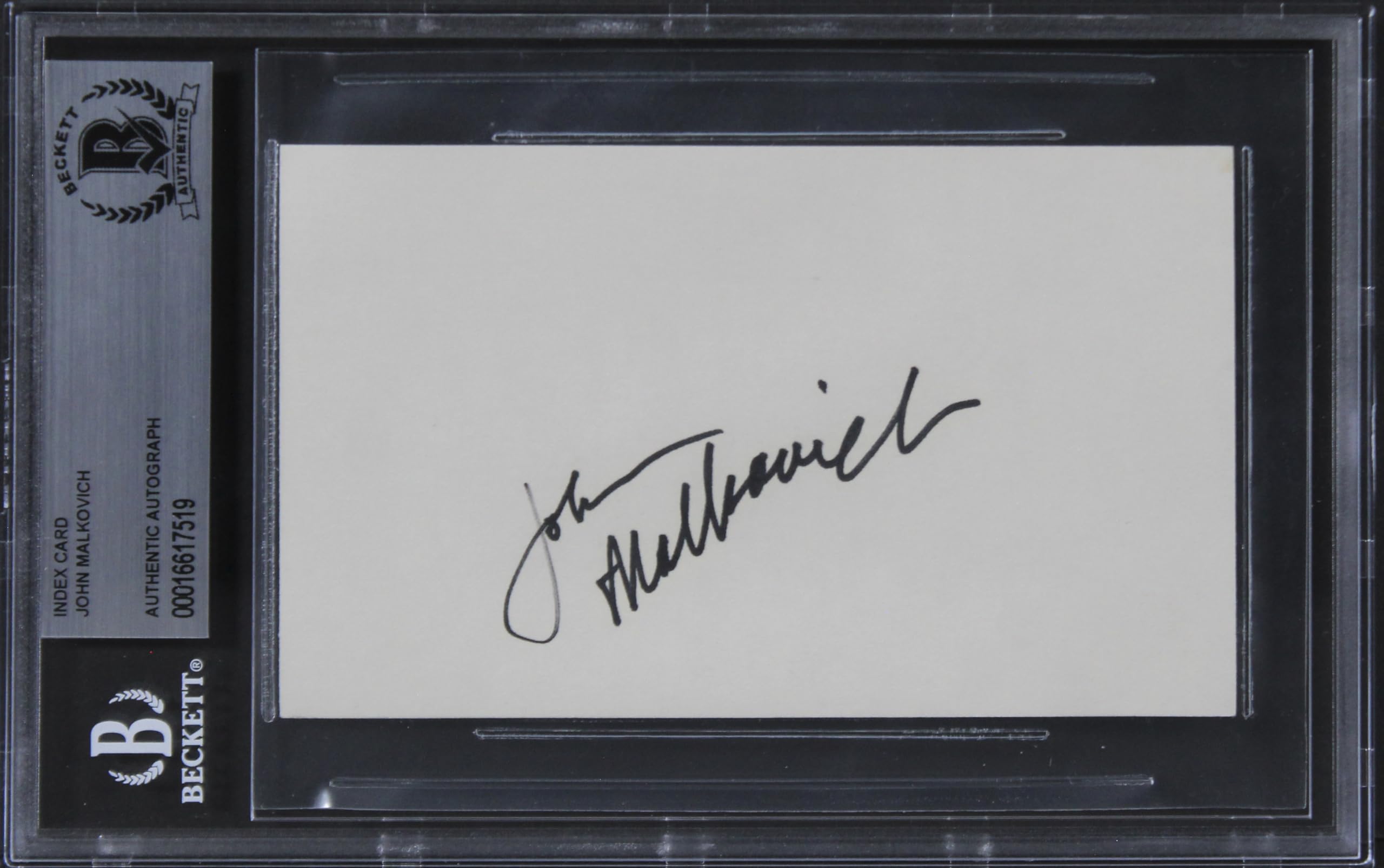 John Malkovich Con Air Authentic Signed 3x5 Index Card Autographed BAS Slabbed 2