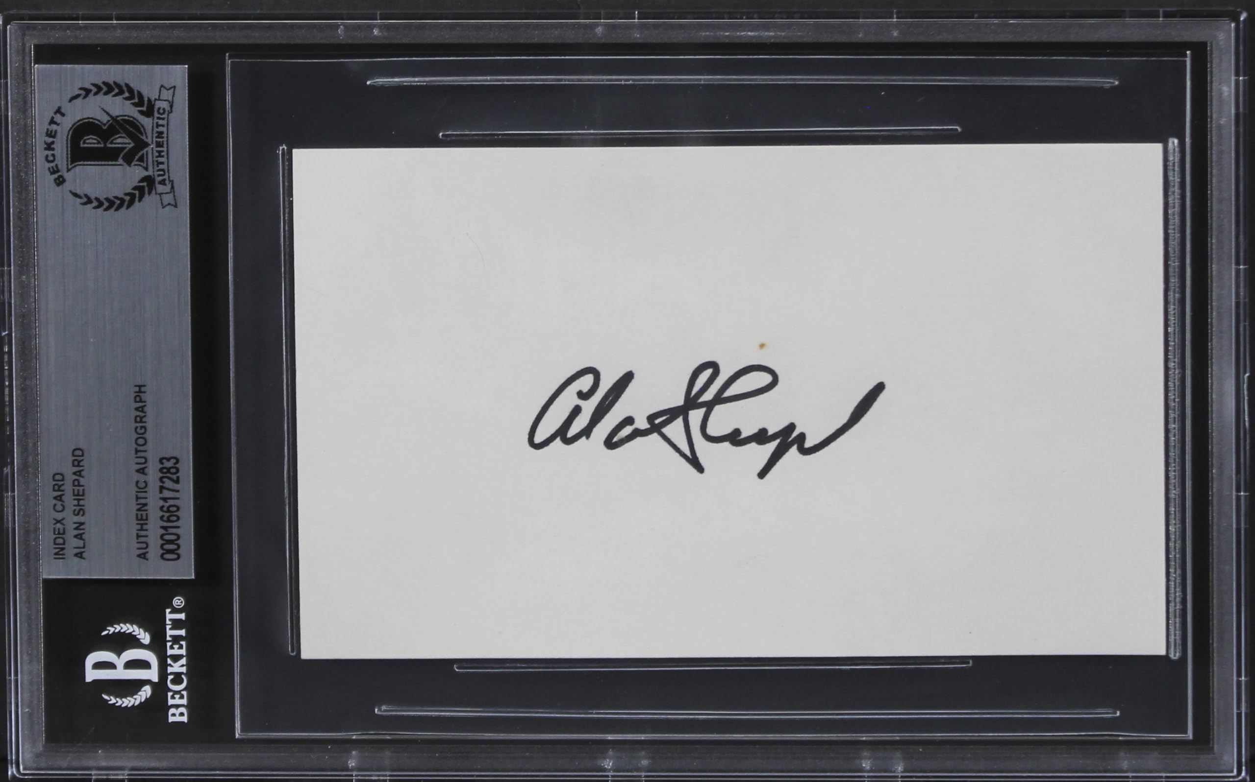 Alan Shepard NASA Authentic Signed 3x5 Index Card Autographed BAS Slabbed