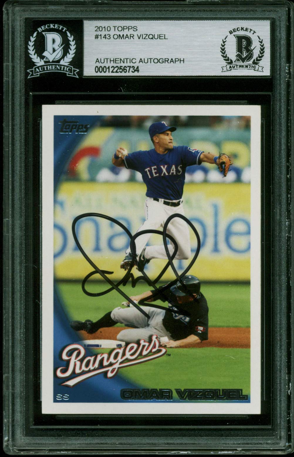 Rangers Omar Vizquel Authentic Signed 2010 Topps #143 Card BAS Slabbed