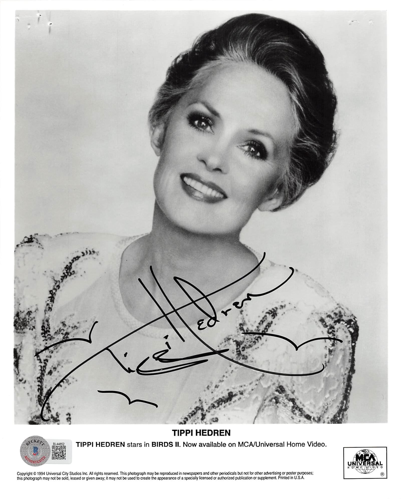Tippi Hedren The Birds Authentic Signed 8x10 Photo Autographed BAS #BL44852